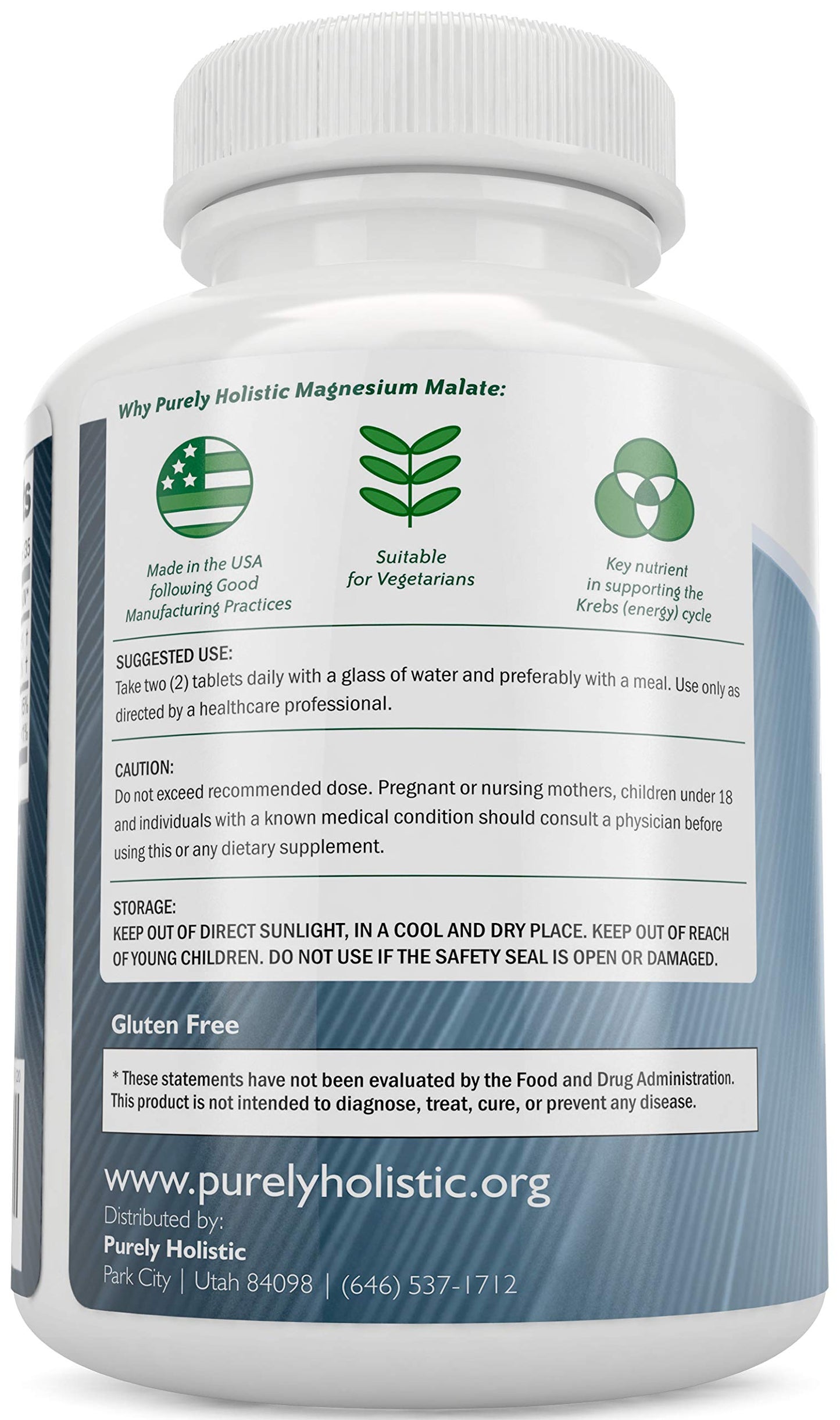 Purely Holistic Magnesium Malate 400mg + Vitamin D3 125mcg K2 MK7 90mcg, Capsules & Tablets, 270 Tablets & 150 Capsules