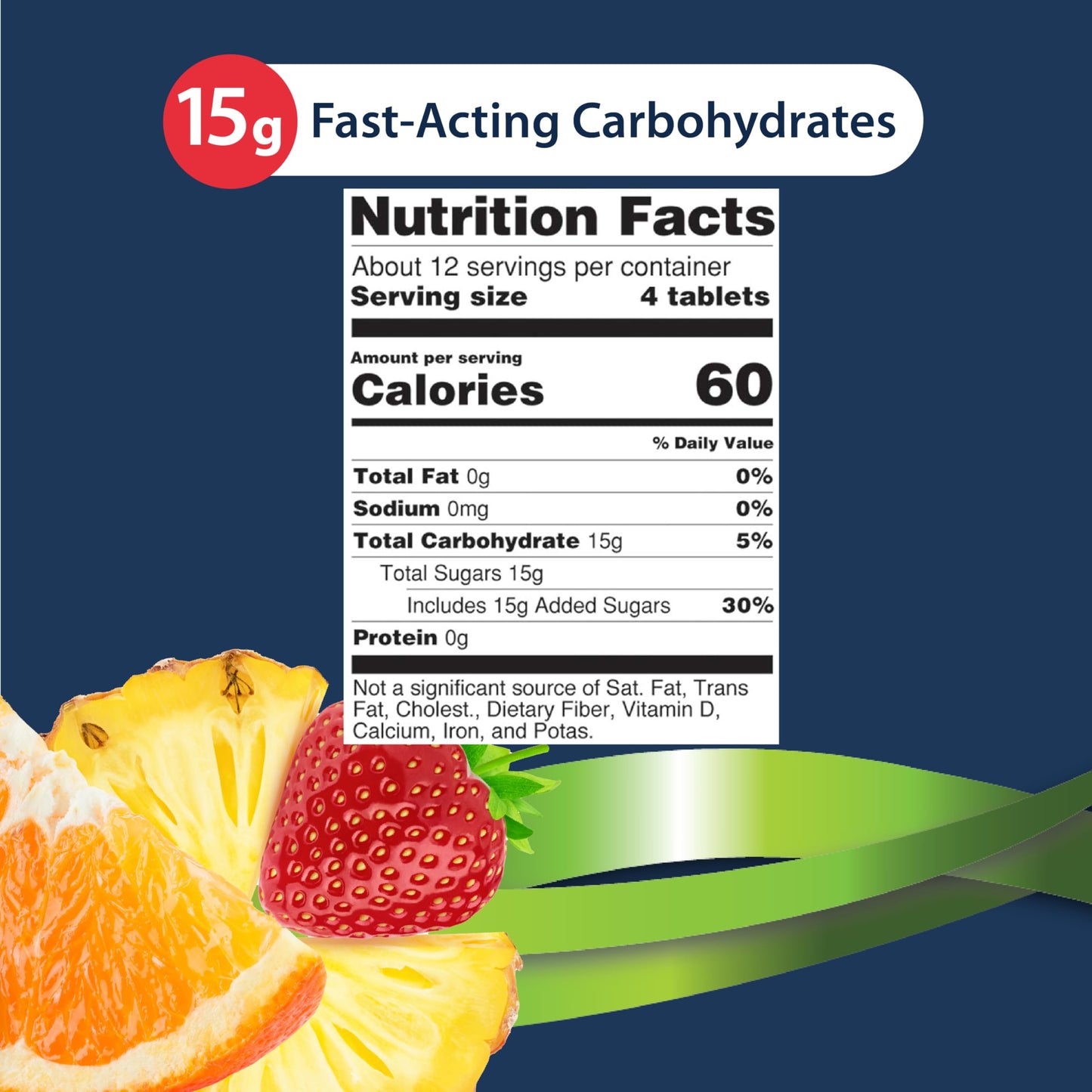 TRUEplus Glucose Tablets Tropical Fruit Flavor, 50 Count