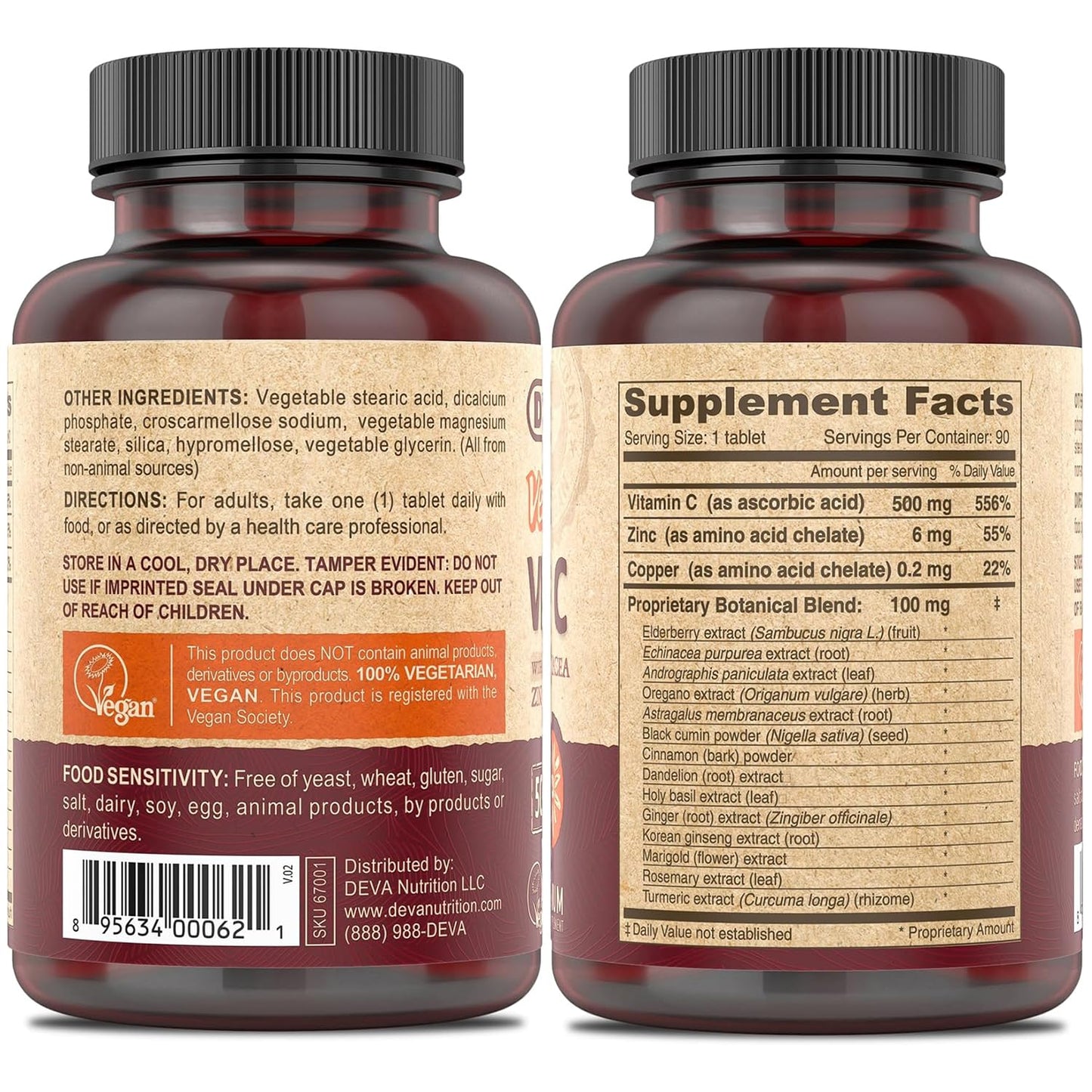 DEVA Vegan Vitamin C 500mg 180 Capsules