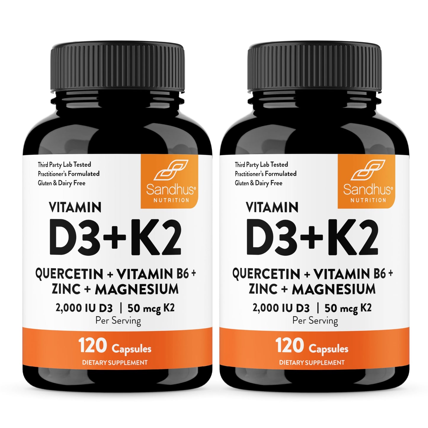 Sandhu's Vitamin D3 K2 Magnesium 2000 IU, 50 mcg K2 Capsules, 240 Count