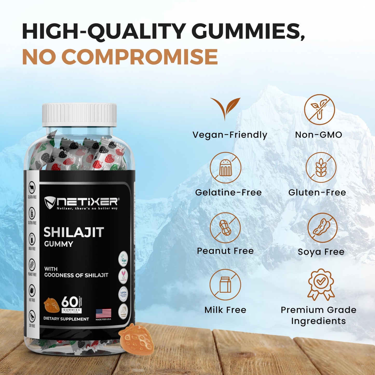 nETiXER Shilajit Gummies Gummy 60 Count