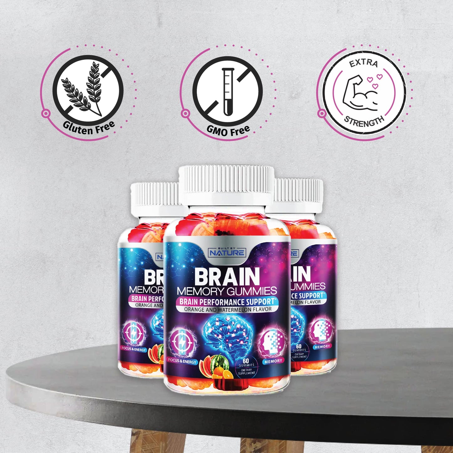 Built by Nature Nootropic Brain Booster Gummies - 60 Gummies