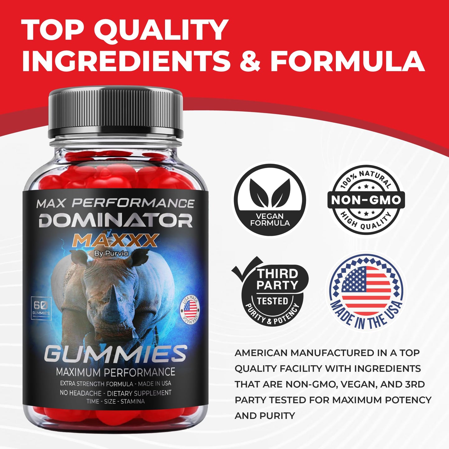 Purvia Dominator Max Gummies 300 Count