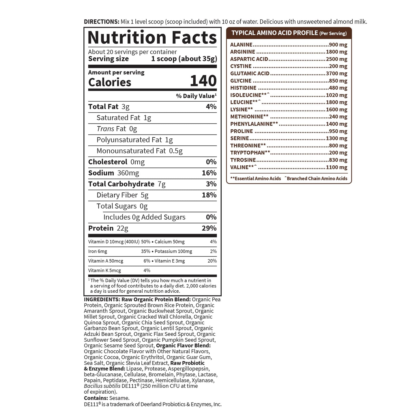 Garden of Life Protein Powder, Chocolate, 1.46 lb