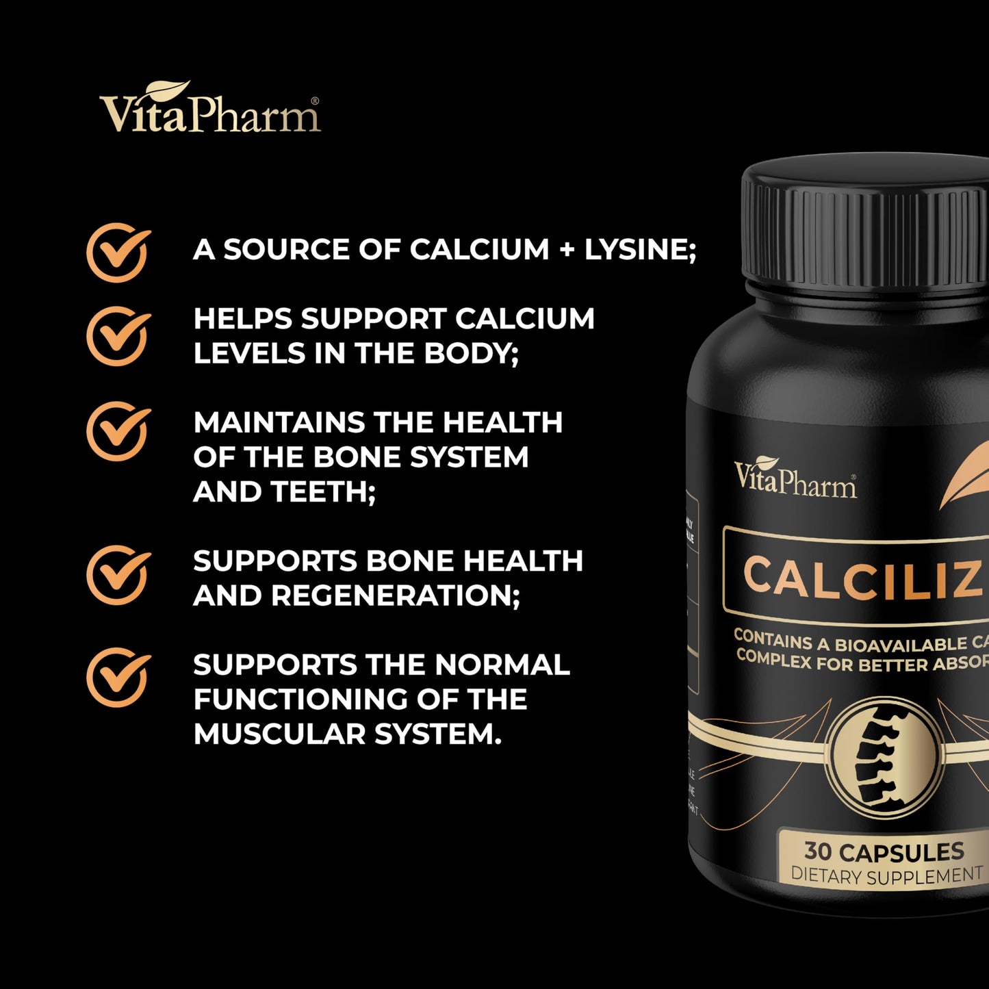 VitaPharm Lysine Supplement Capsules 30 Count