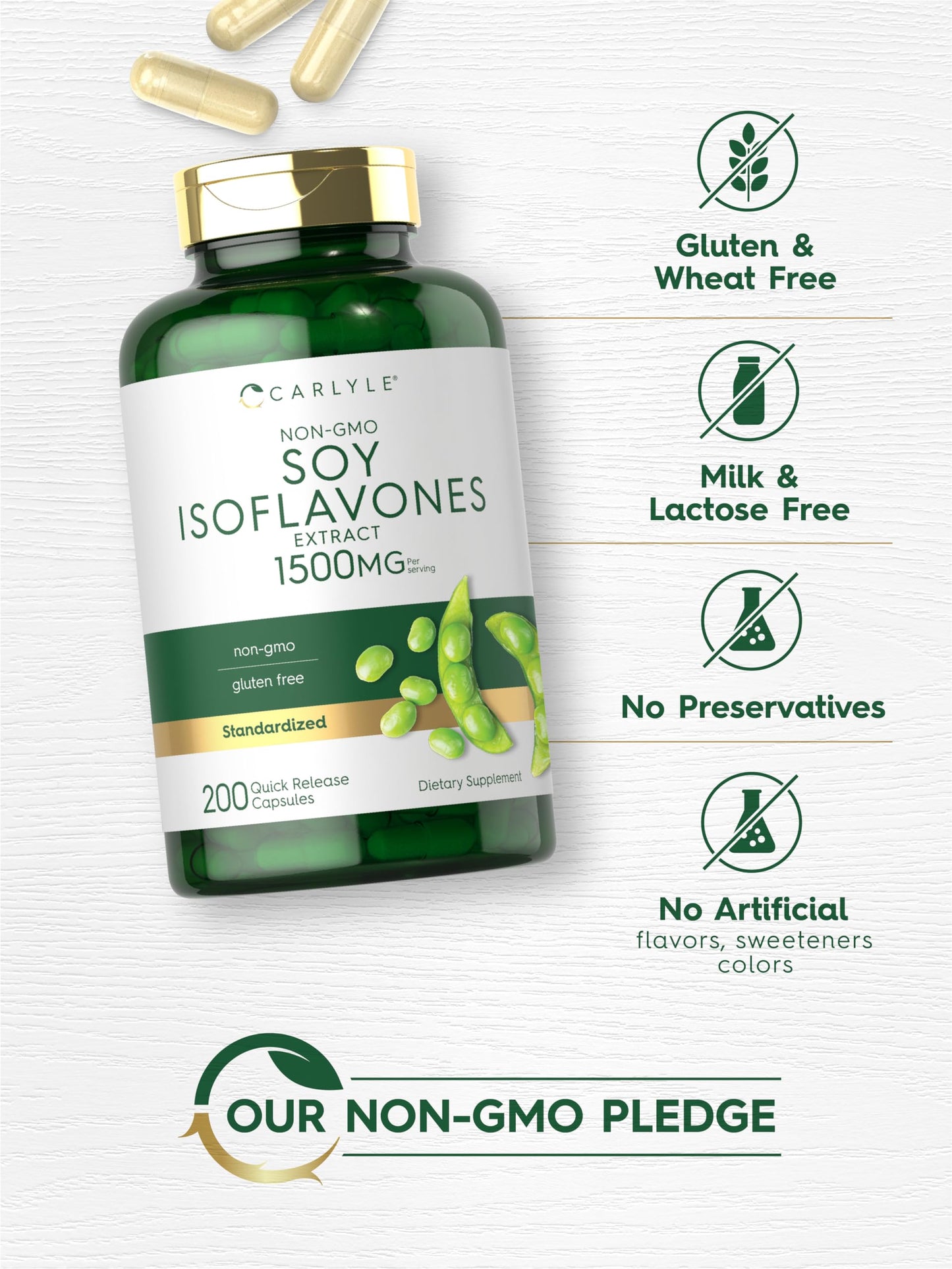 Carlyle Soy Isoflavones for Women and Men Capsules 200 Count