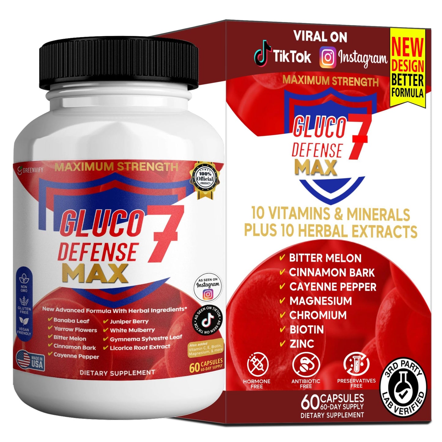 GREENVIFY Gluco Defense 7 Max 60 Capsules