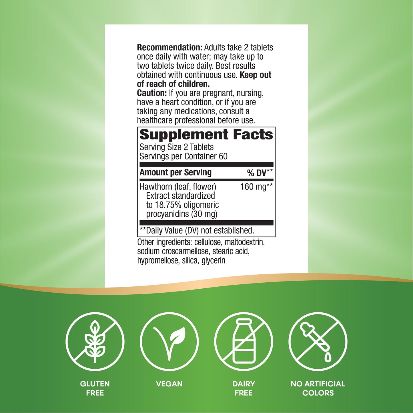 Nature's Way HeartCare Hawthorn Tablets, Standardized Extract, 120 Tablets