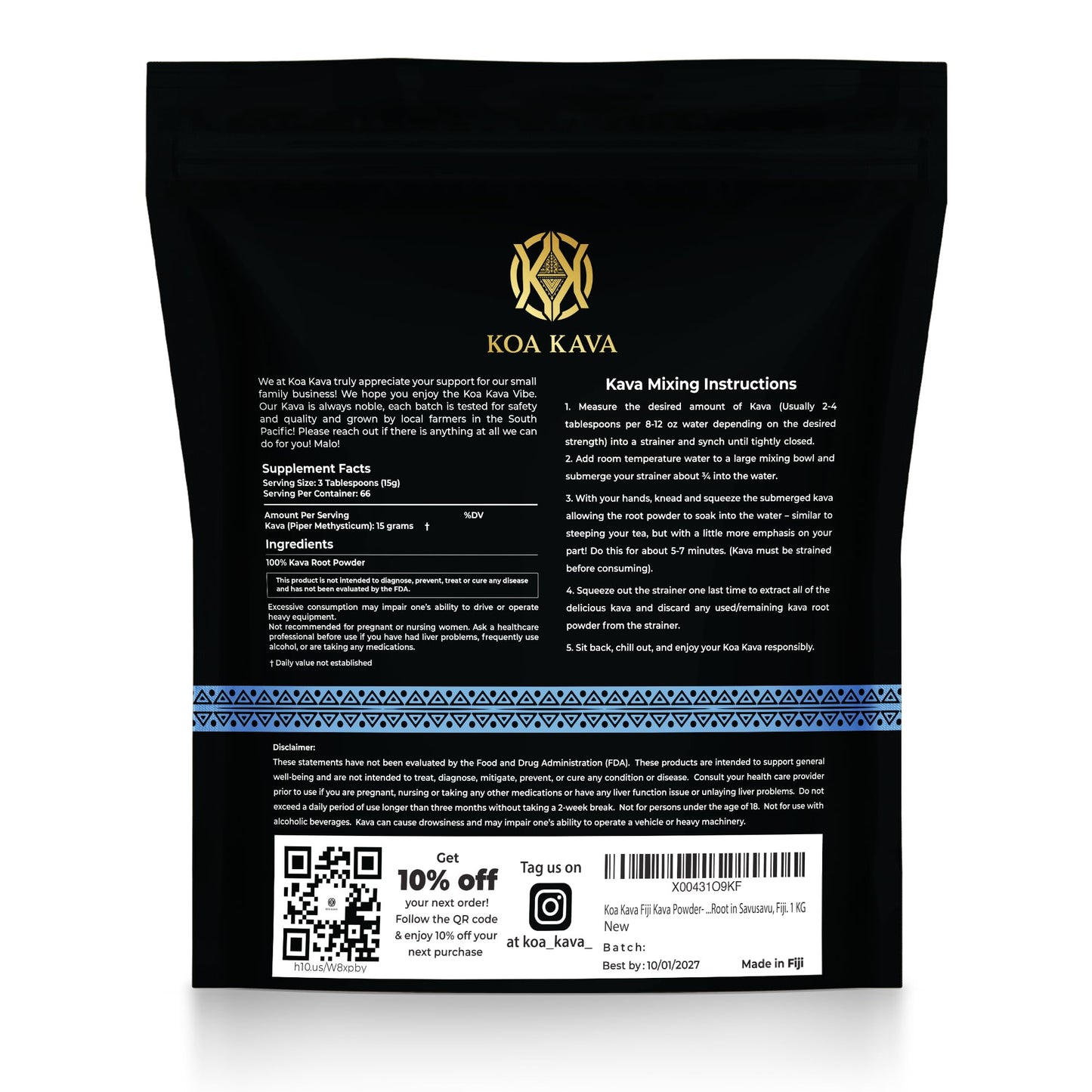 Koa Kava Fijian Kava Powder 35.3 Ounce