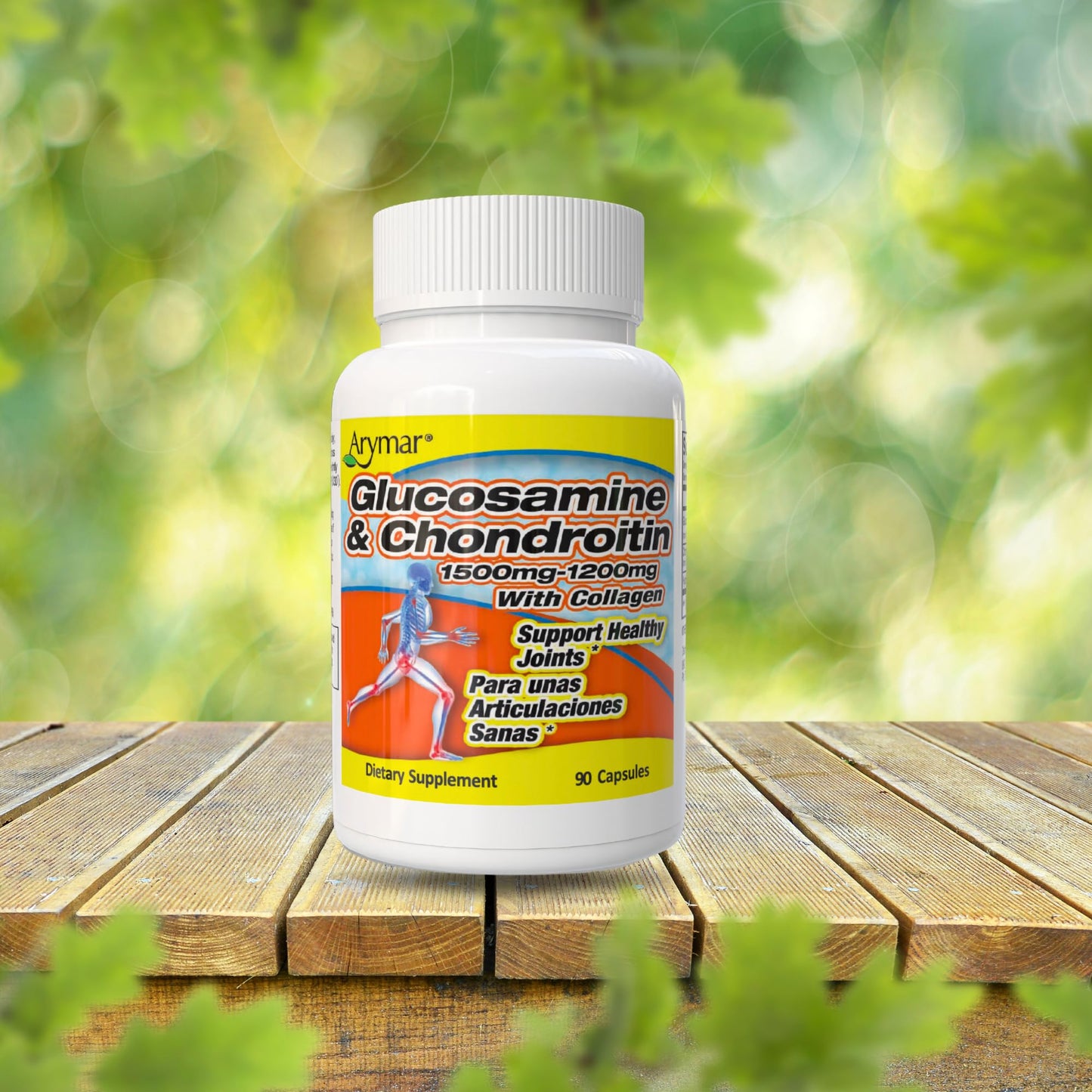 Arymar Glucosamine 1500 mg and Chondroitin 1200 mg with Collagen Joint Health Supplement 90 Capsules