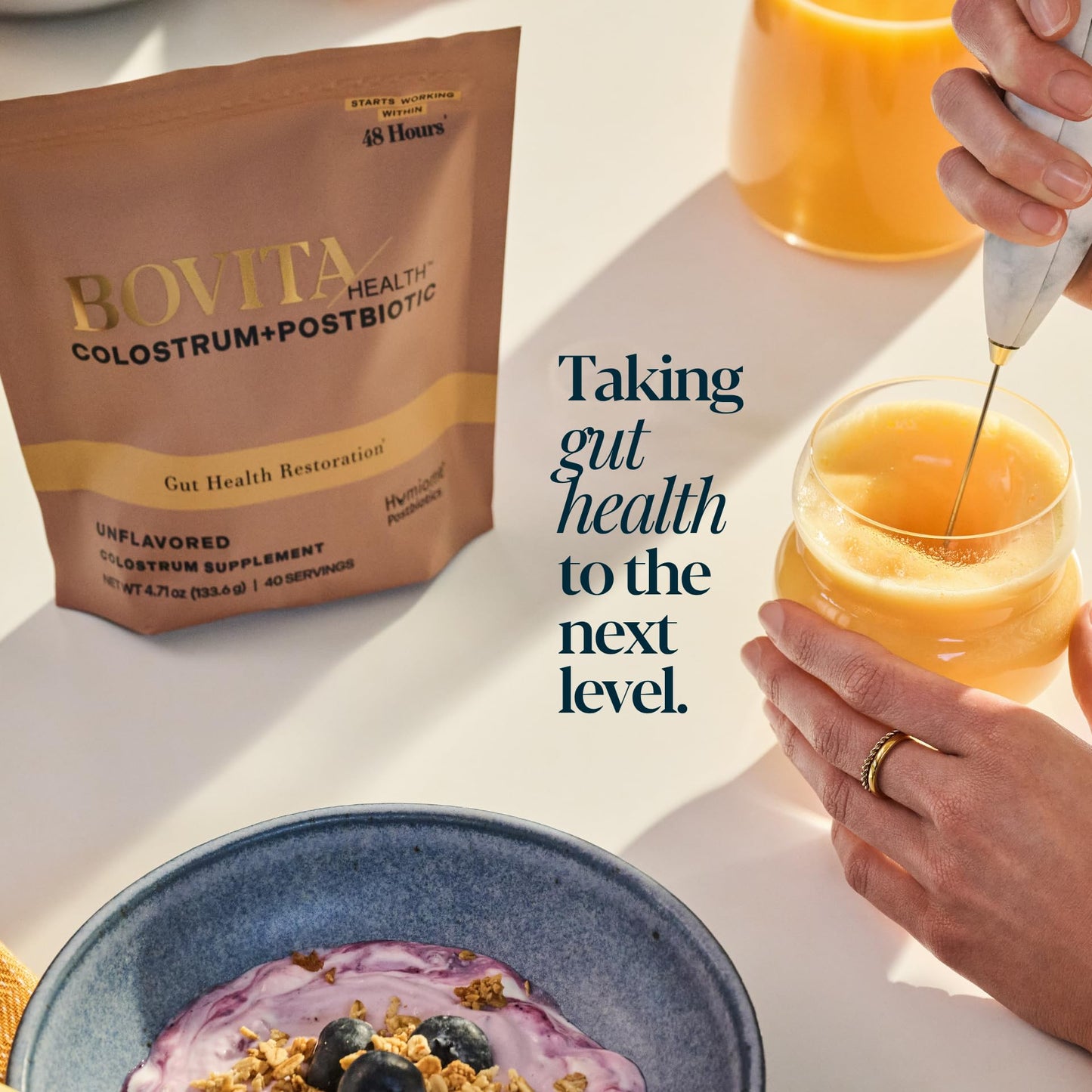 Bovita Health Colostrum + Postbiotic Powder Supplement, 40 Servings