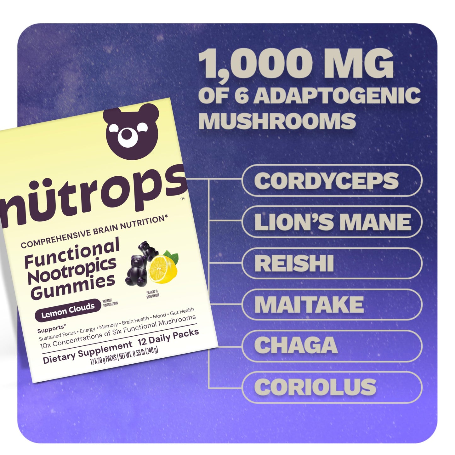 Grüns Greens + Nütrops Mushroom + Kids Multivitamin Gummies 616