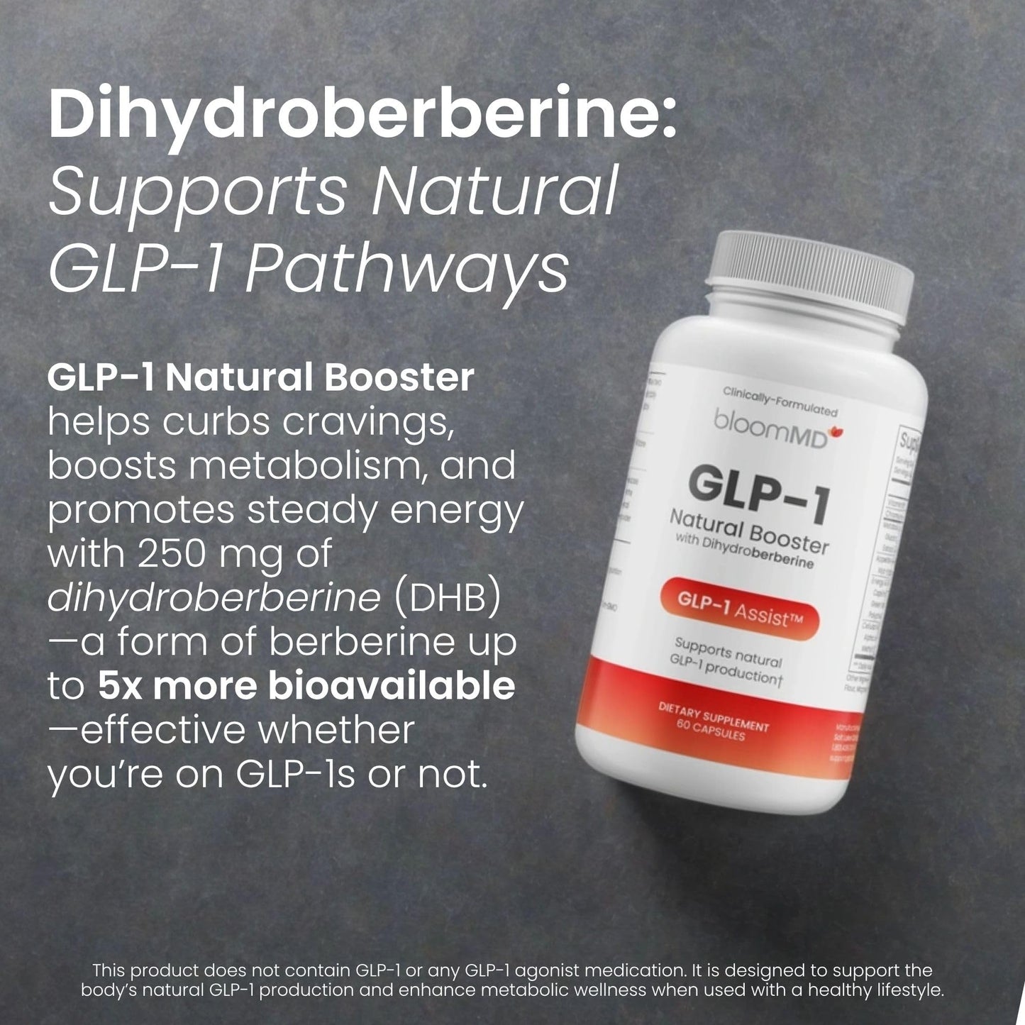 BloomMD GLP-1 Natural Booster with Dihydroberberine Capsules 120 Count