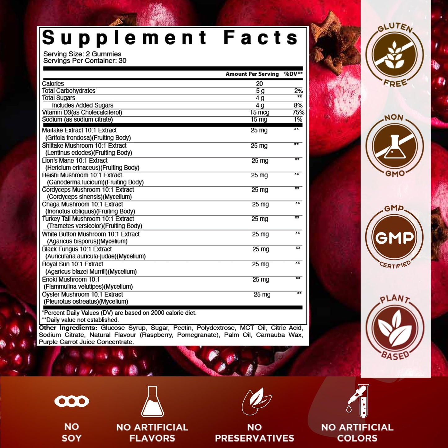 Vitamatic Mushroom Complex with D3 Gummy, 60 Count