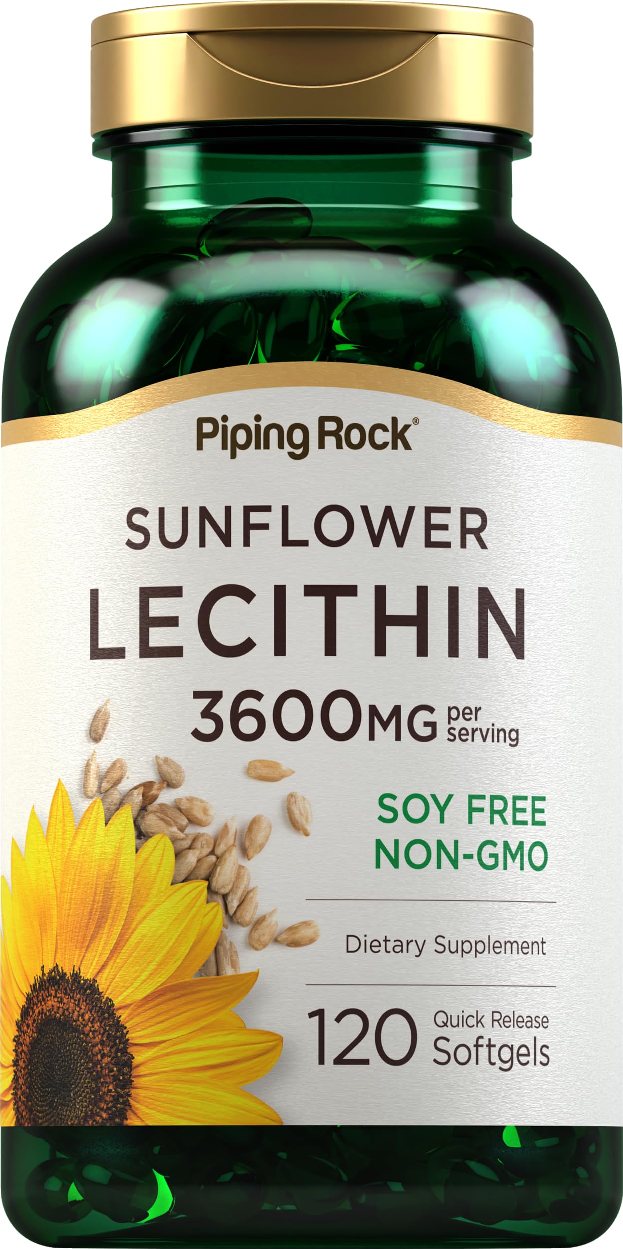 Piping Rock Sunflower Lecithin Softgel Capsules, 120 Count
