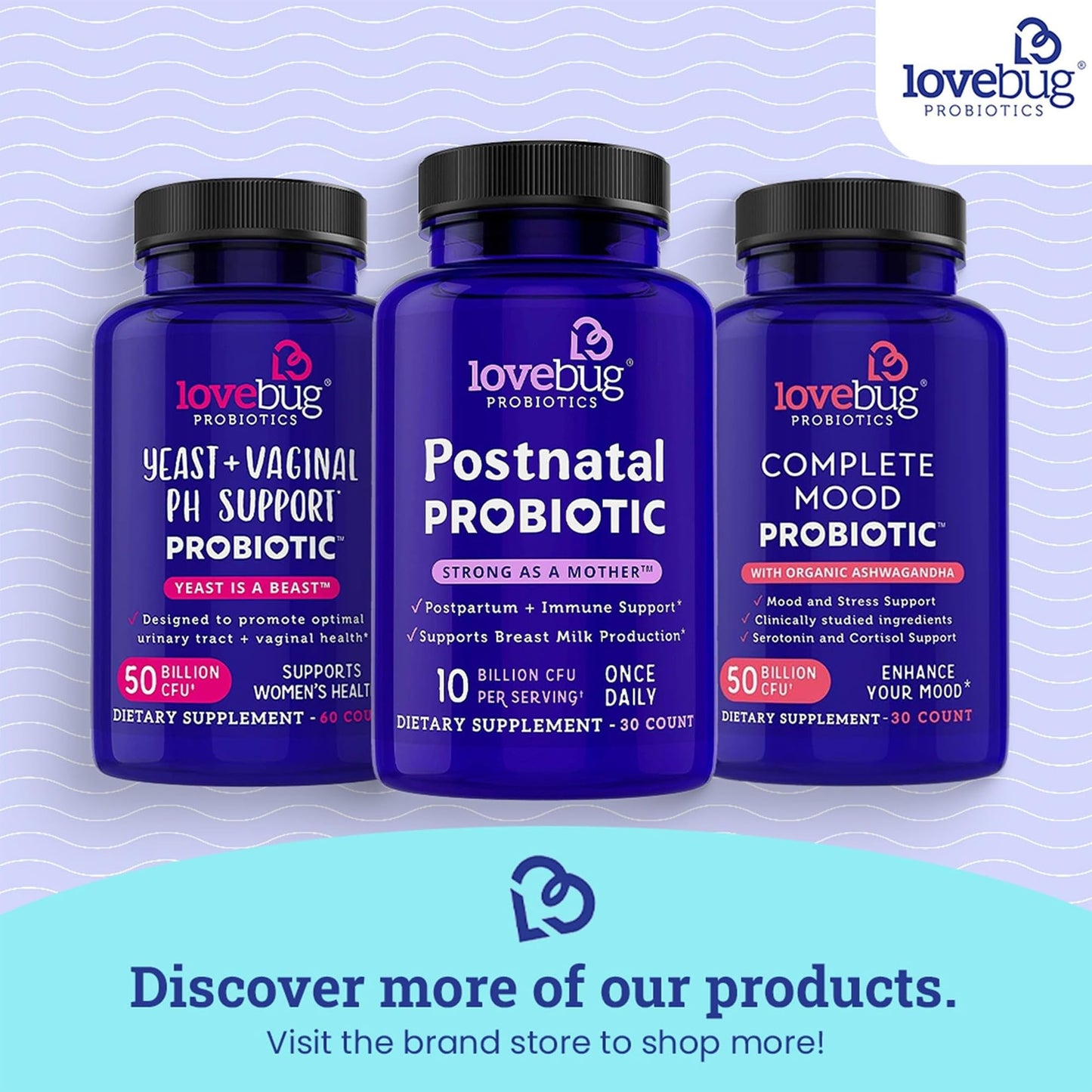 LOVEBUG Here's The Skinny Multi-Strain Probiotics 10 Billion CFU Tablet, 60 Count
