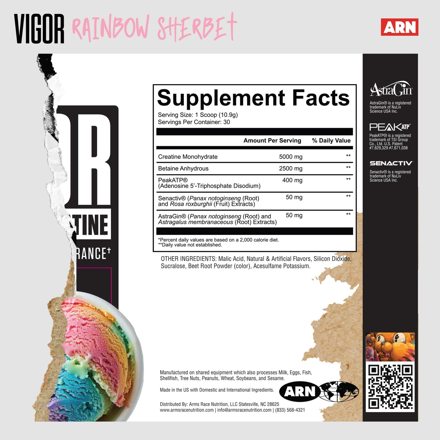 Arms Race Nutrition Vigor Advanced Creatine Formula Powder 11.53 Ounce