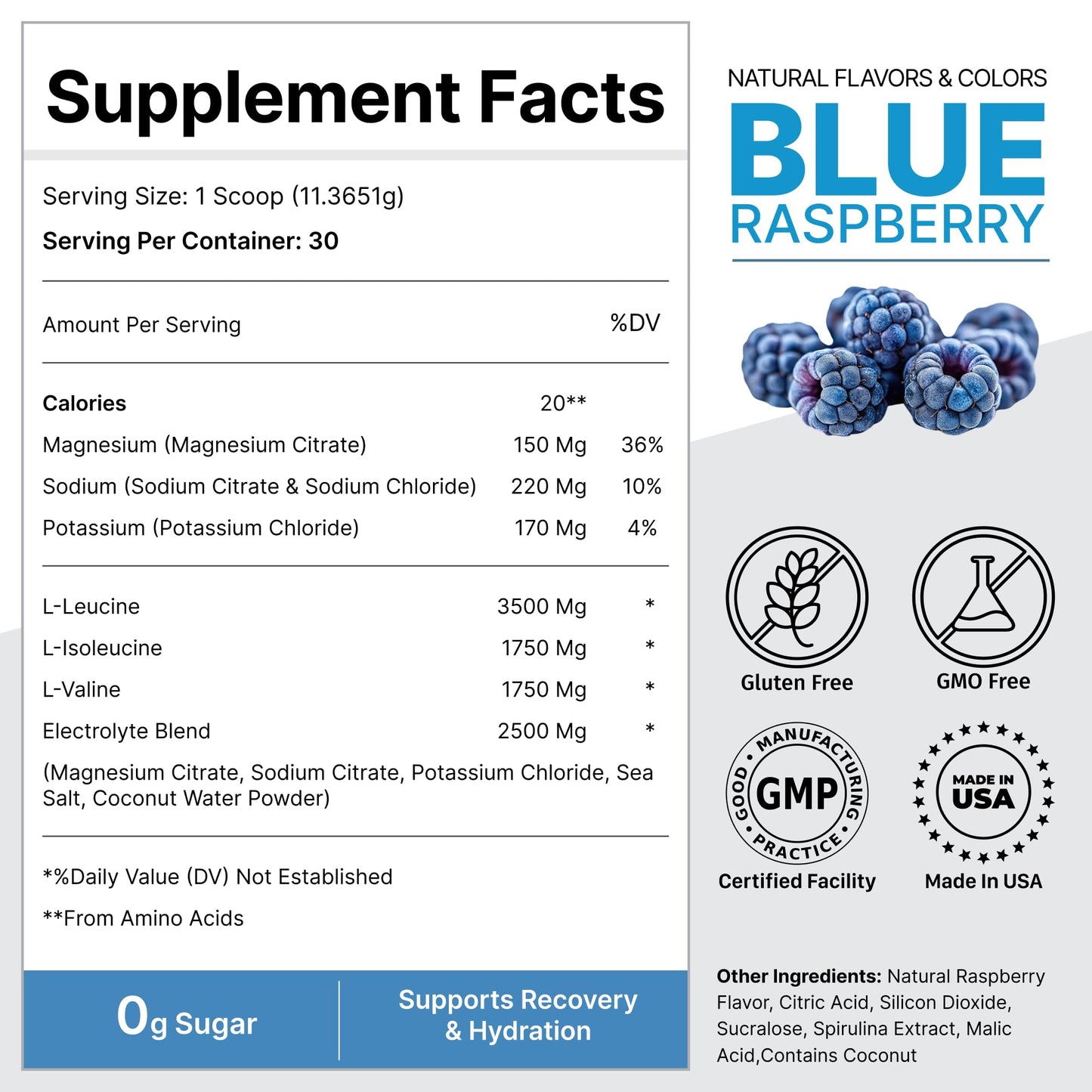GENOME ESSENTIALS BCAA Powder + Hydration Electrolyte Formula, 12.02 oz