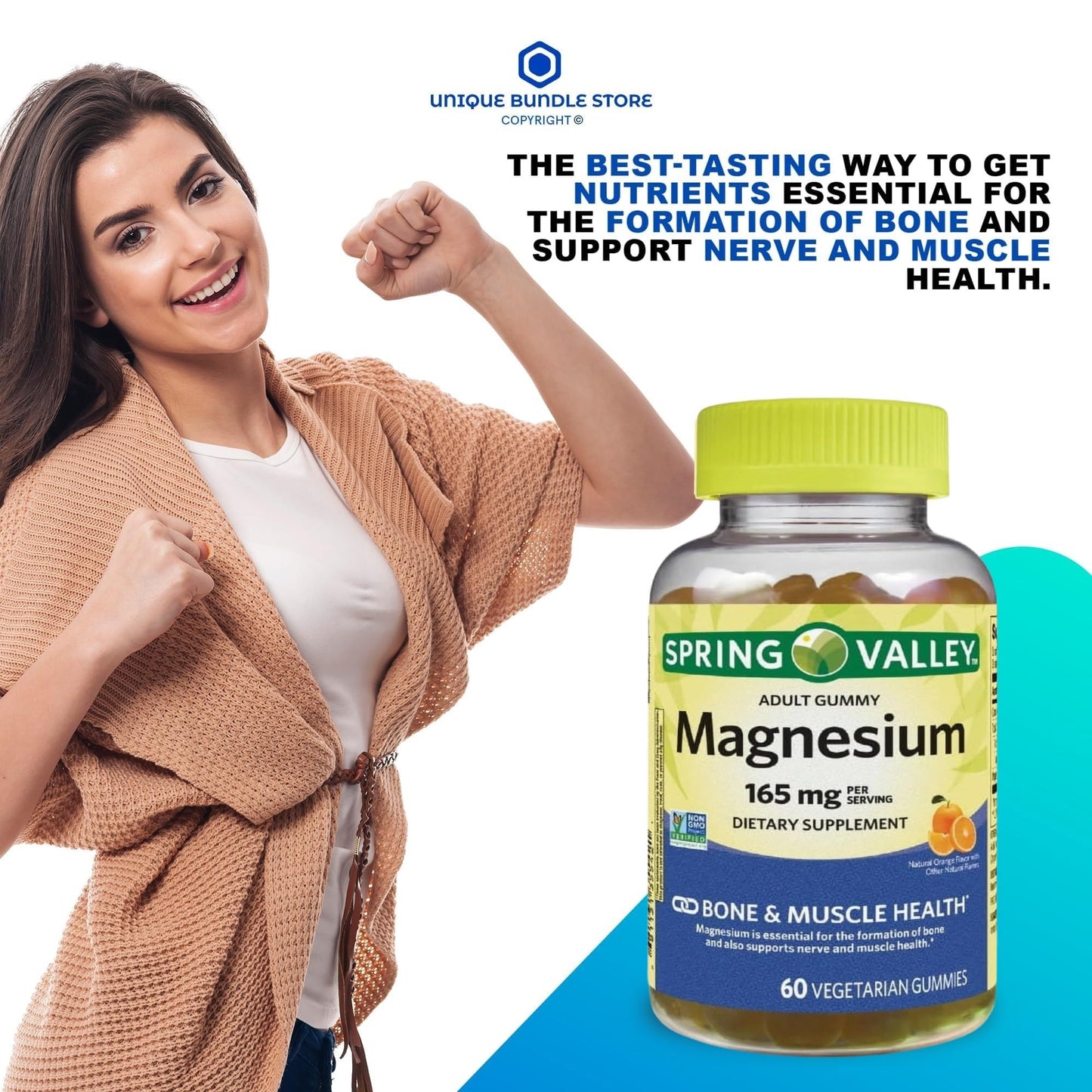 Unique Bundle Store Magnesium Citrate Gummies 165mg, 120 Gummies (Pack of 2)