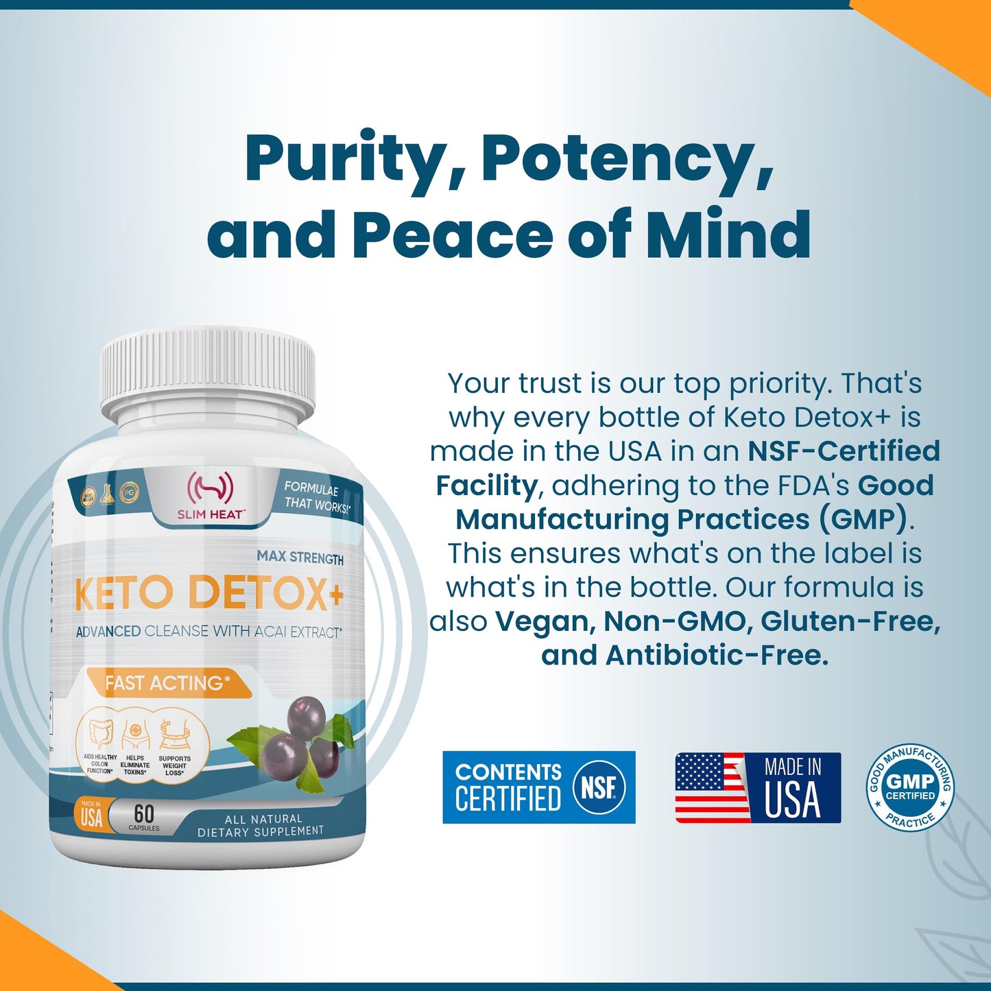 Slim Heat Keto Detox+ Daily Colon Cleanse Capsules, 60 Count