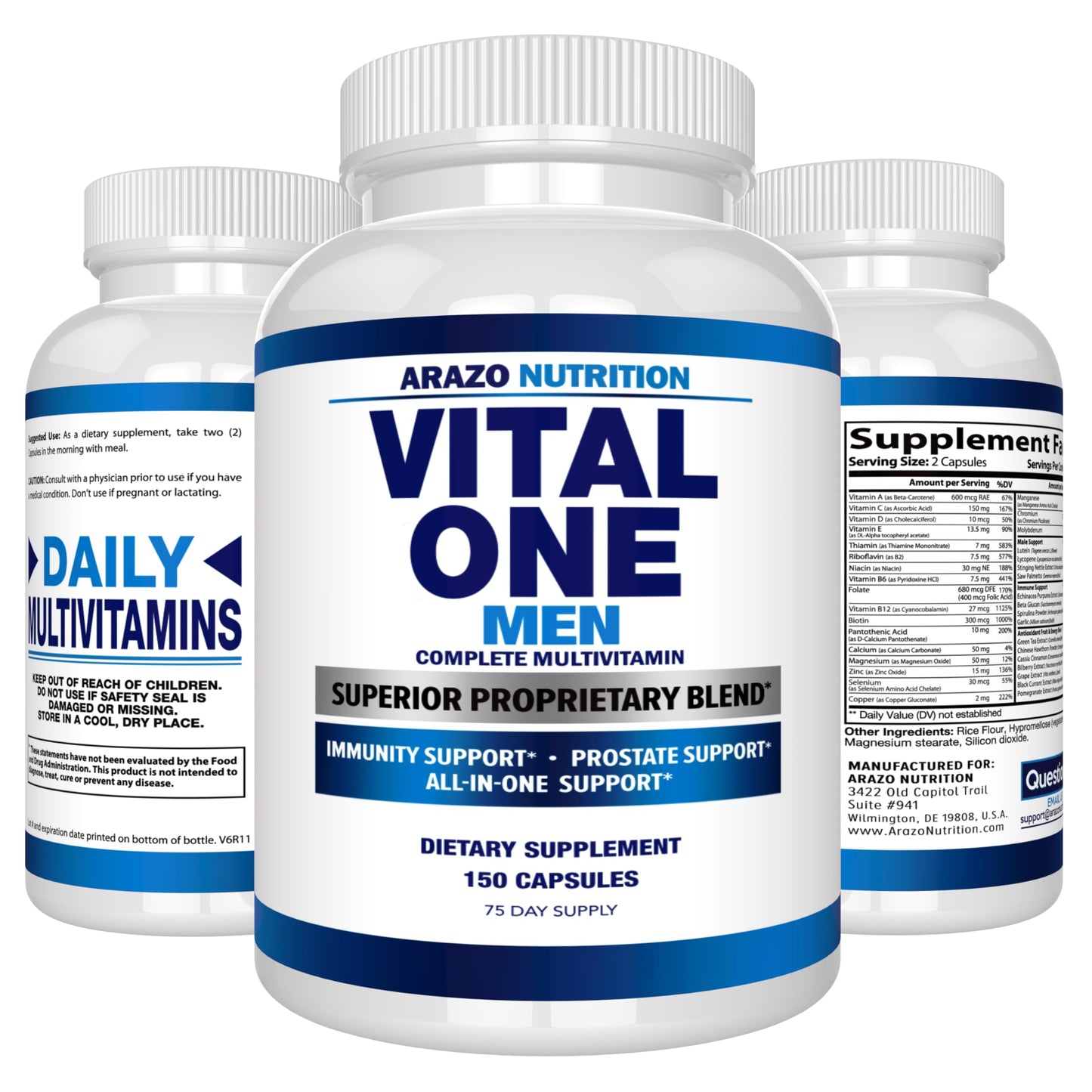 Arazo Nutrition Vital One Multivitamin for Men Capsules 150 Count