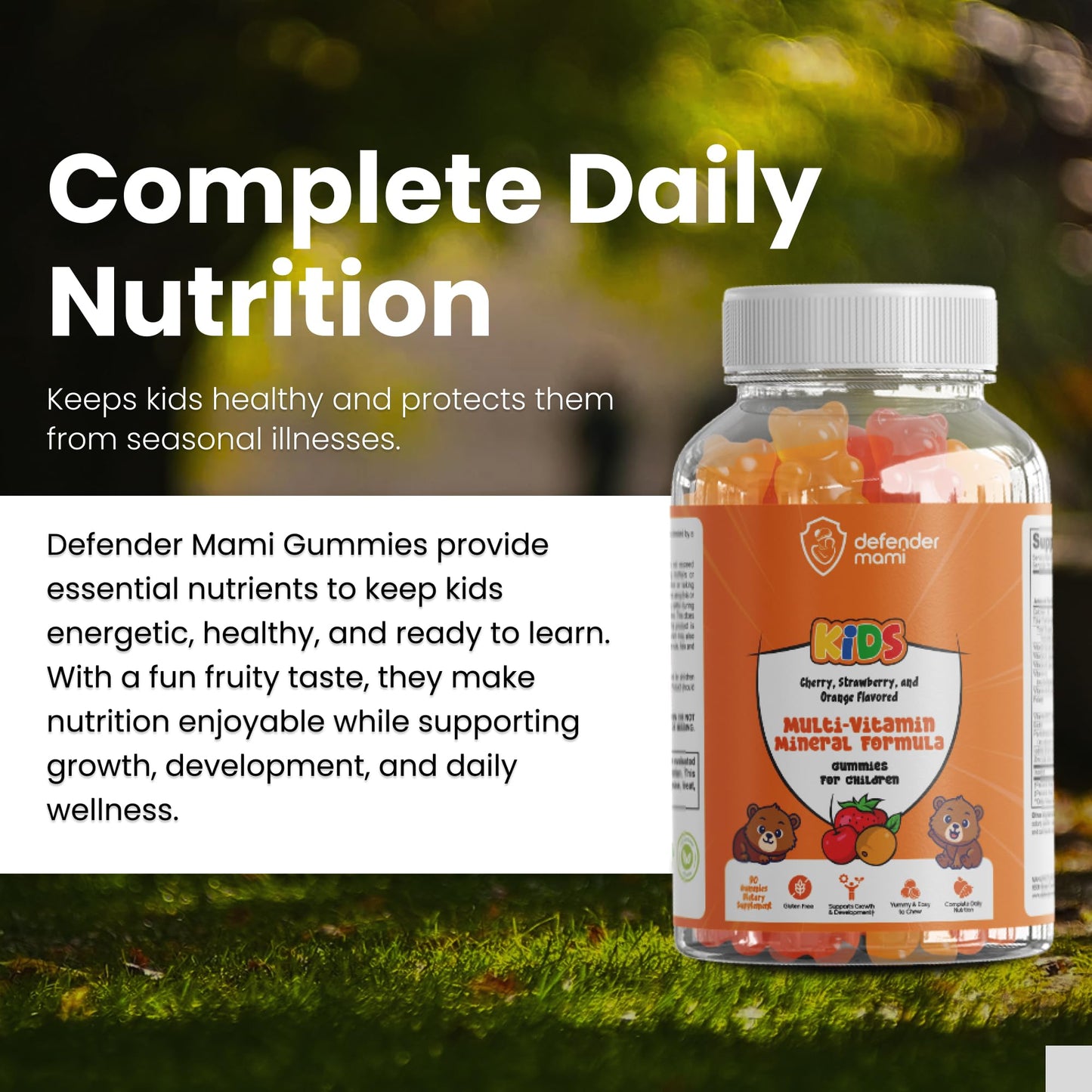 Defender Mami Kids Vitamin Gummies Multivitamin & Mineral Formula Gummy 90 Count