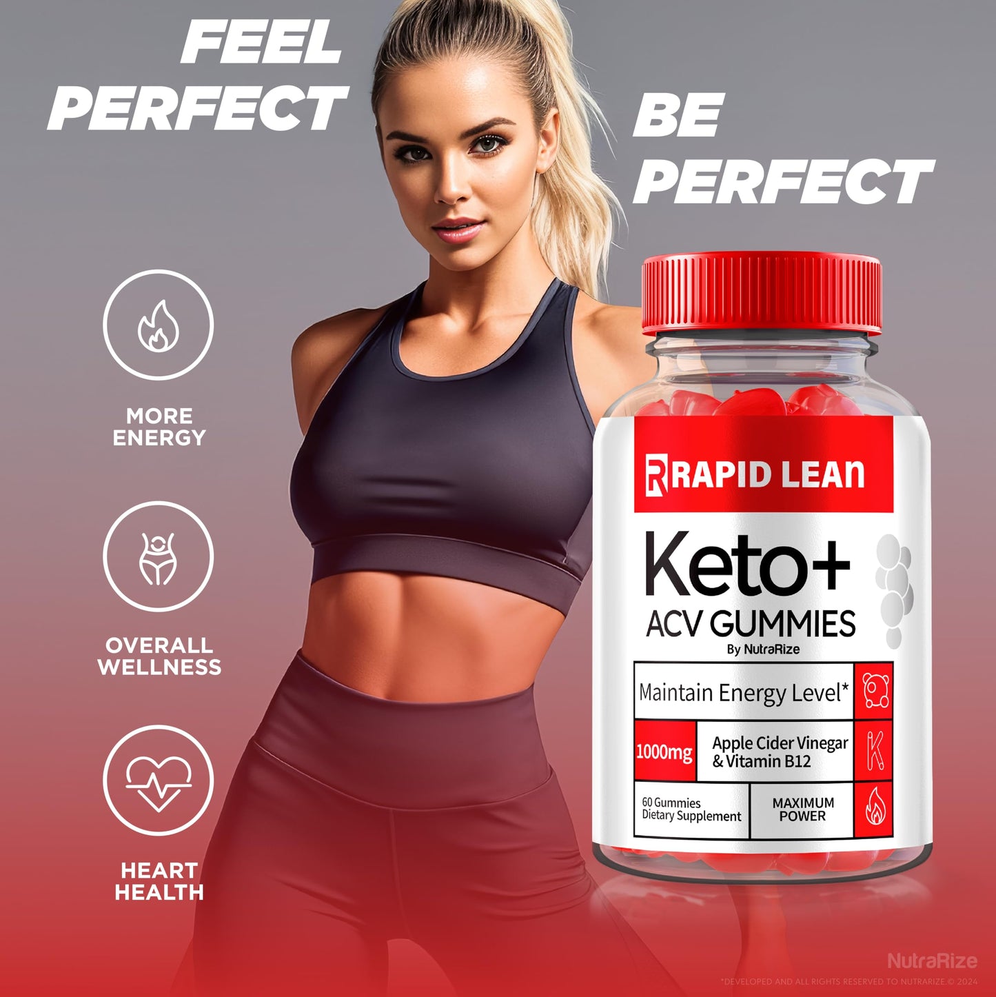 NutraRize Rapid Lean Keto ACV Gummies, 60 Gummies