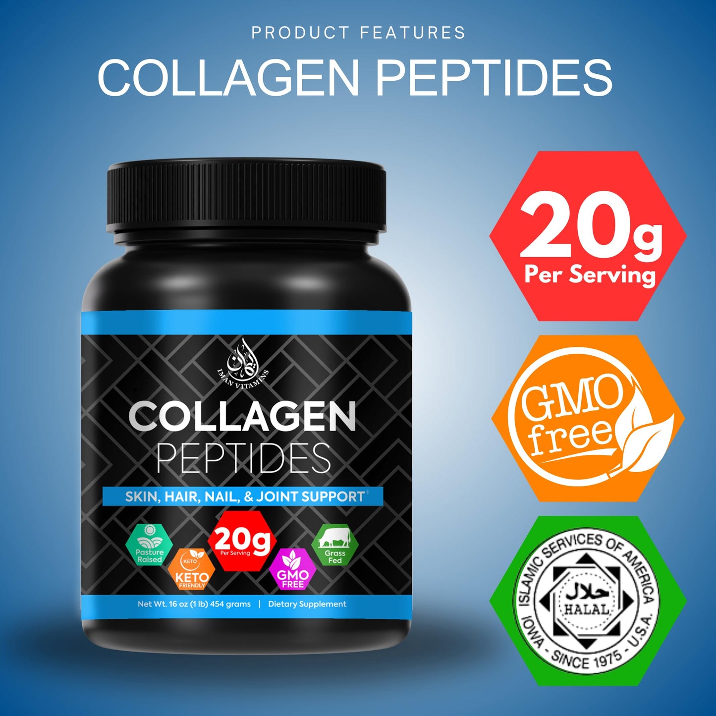 Iman Vitamins Halal Collagen Peptides Powder 16