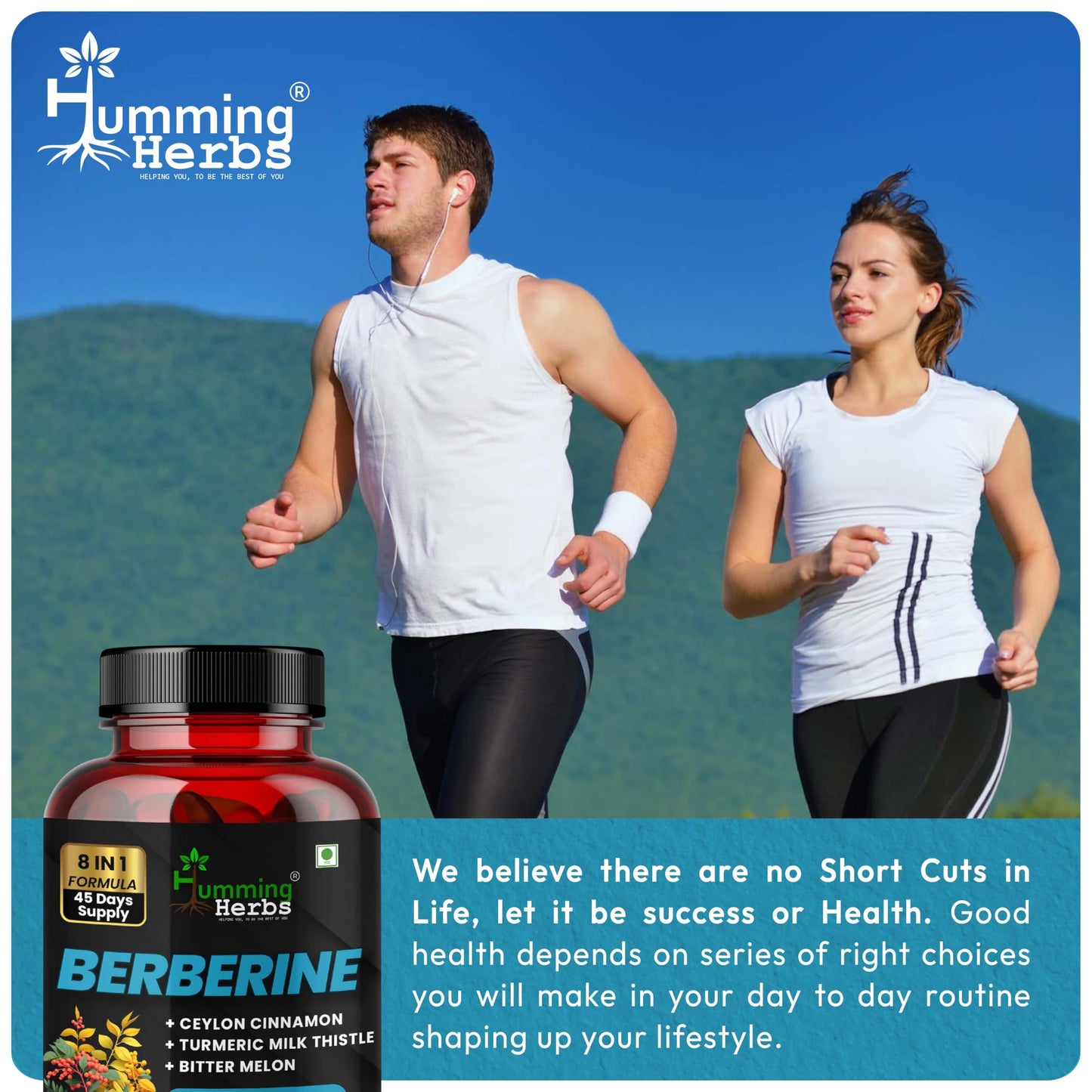 Humming Herbs Berberine HCl 500 mg per Serving with Ceylon Cinnamon, Turmeric, Milk Thistle, Bitter Melon, Gymnema, Red Yeast Rice & Probiotics 90 Capsules