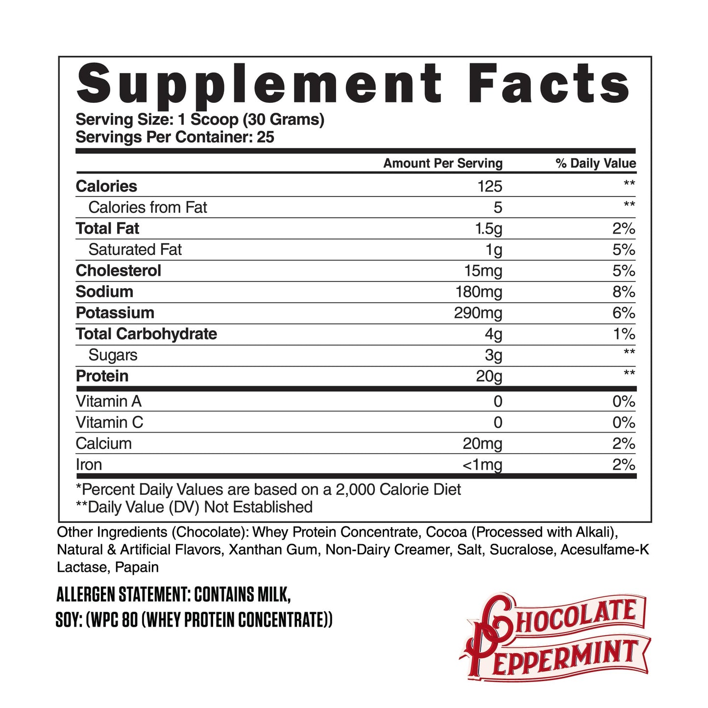 Steel Supplements Whey-Pro 100% Pure Whey Protein Powder - Chocolate Peppermint, 1.72 lb