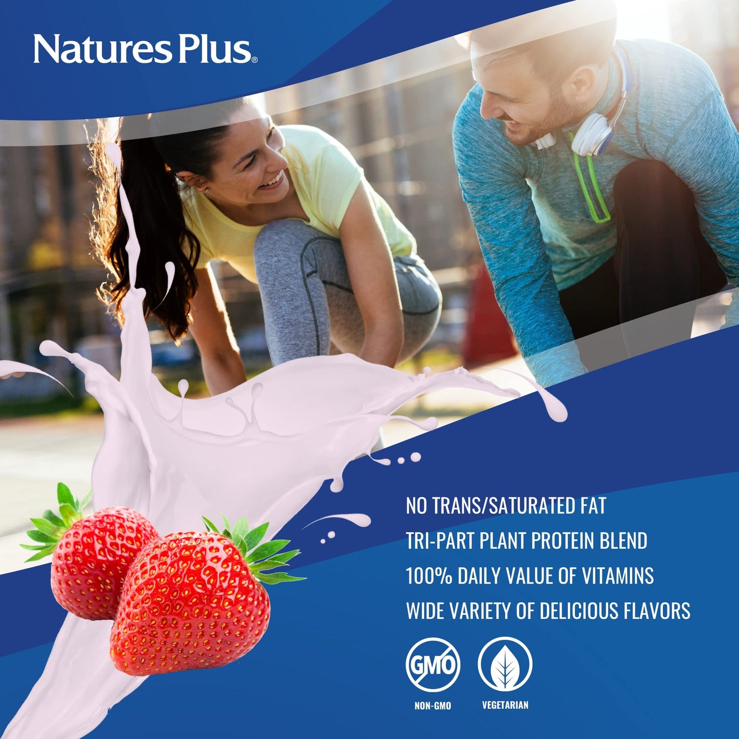 Nature's Plus SPIRU-TEIN Protein Powder Meal - Strawberry, 8 Packets
