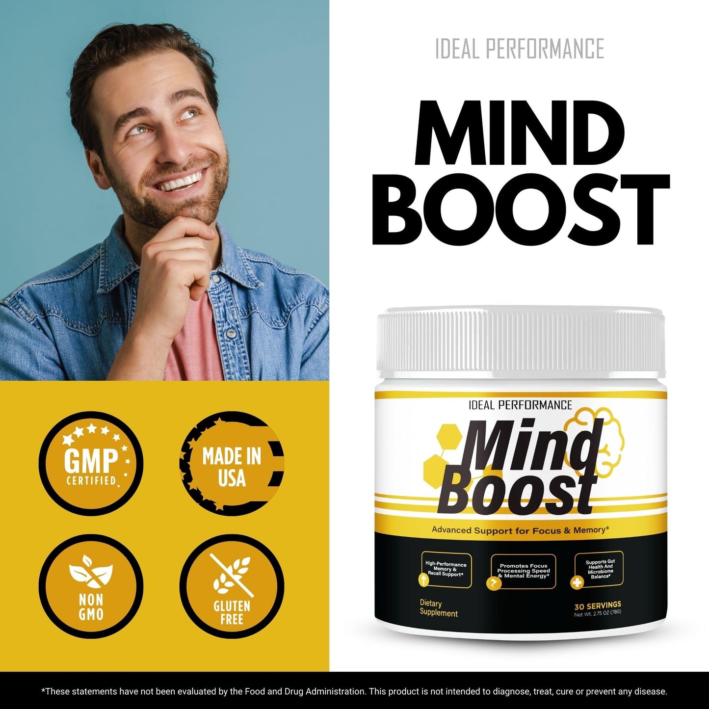 IDEAL PERFORMANCE Mind Boost Powder, 6 oz