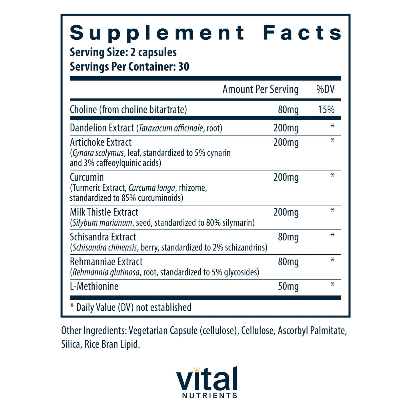 Vital Nutrients Liver Support Milk Thistle and Curcumin 60 Capsules