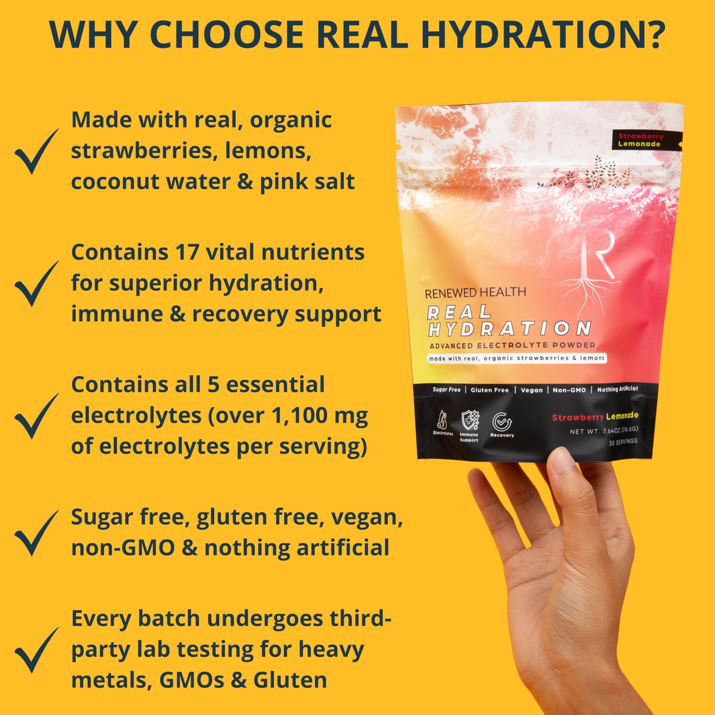 Renewed Health Real Hydration Advanced Electrolyte Powder 3.82 Ounce