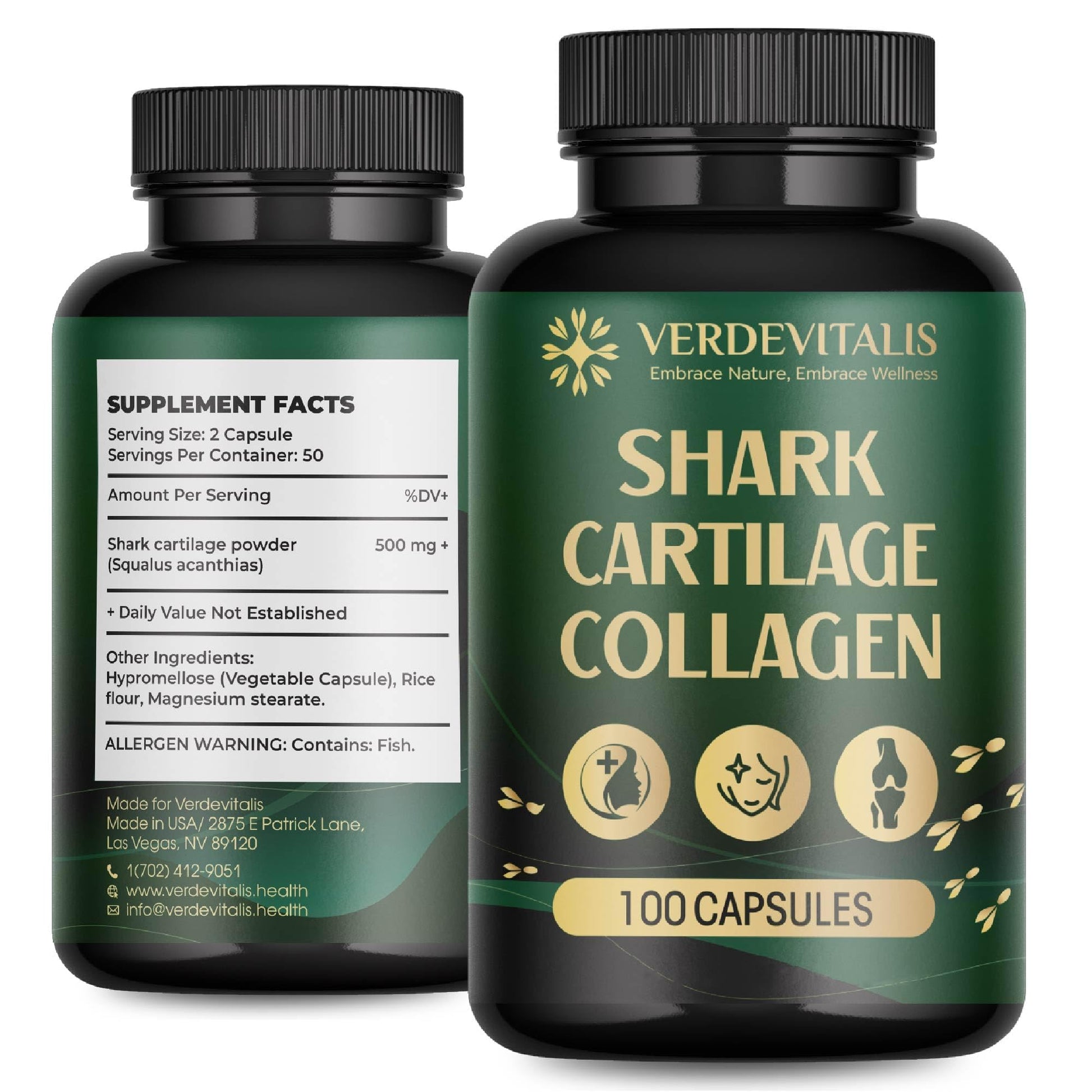 VERDEVITALIS Fish Collagen Peptides Capsules, 100 Capsules
