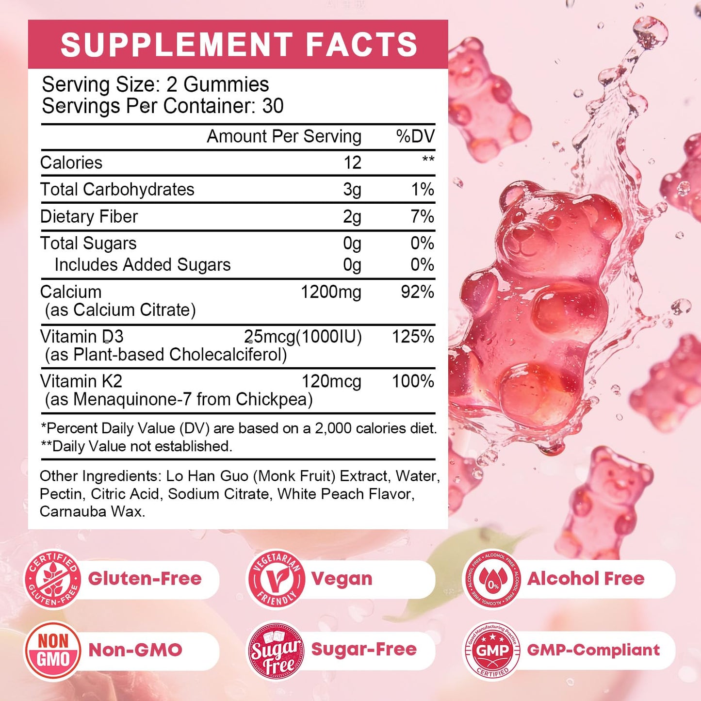 JIANKYTZ Calcium Citrate with Vitamin D3 Gummies for Women 50 Plus, 60 Gummies