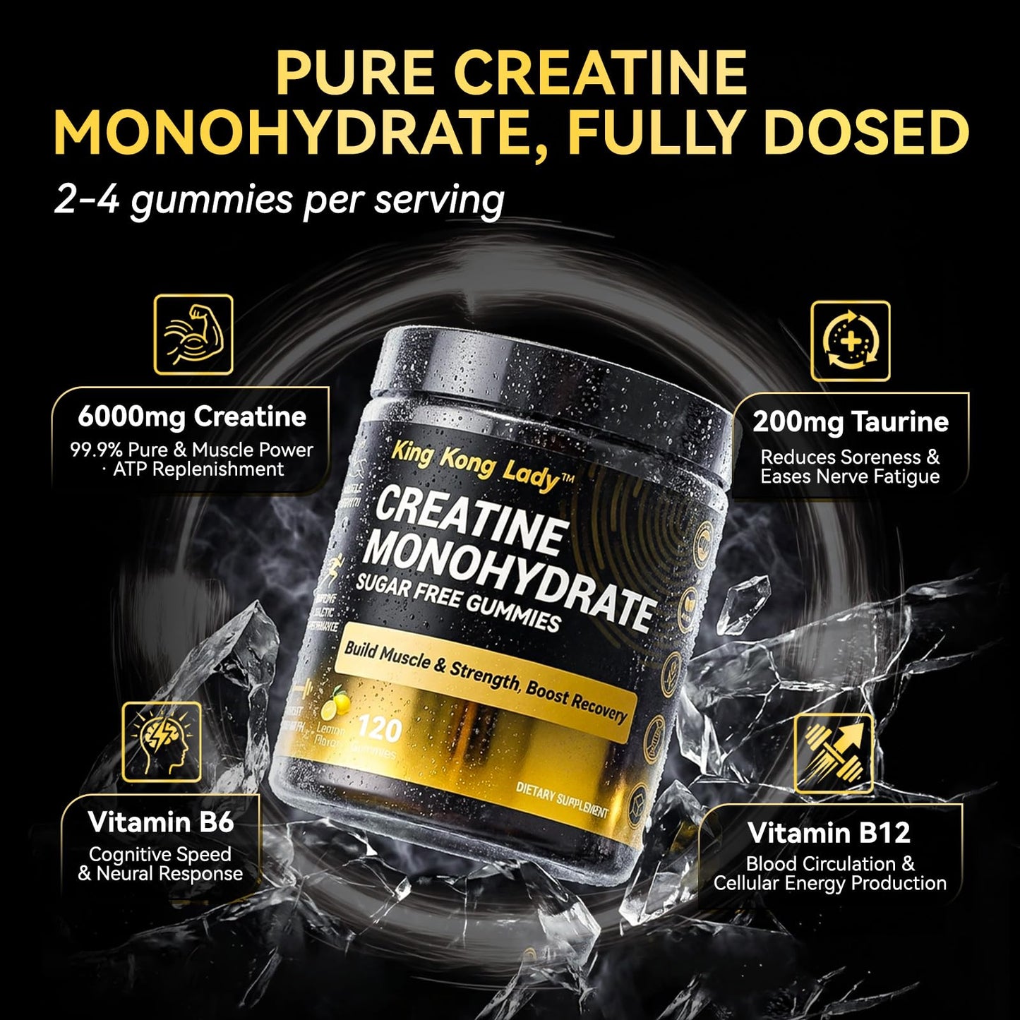 King Kong Lady Powerhouse Creatine Monohydrate Complex Gummies 120 Count