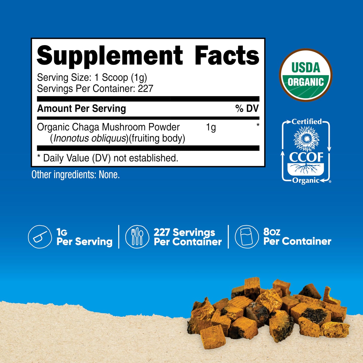 Nutricost 100% Organic Chaga Mushroom Powder 8.1 Ounce