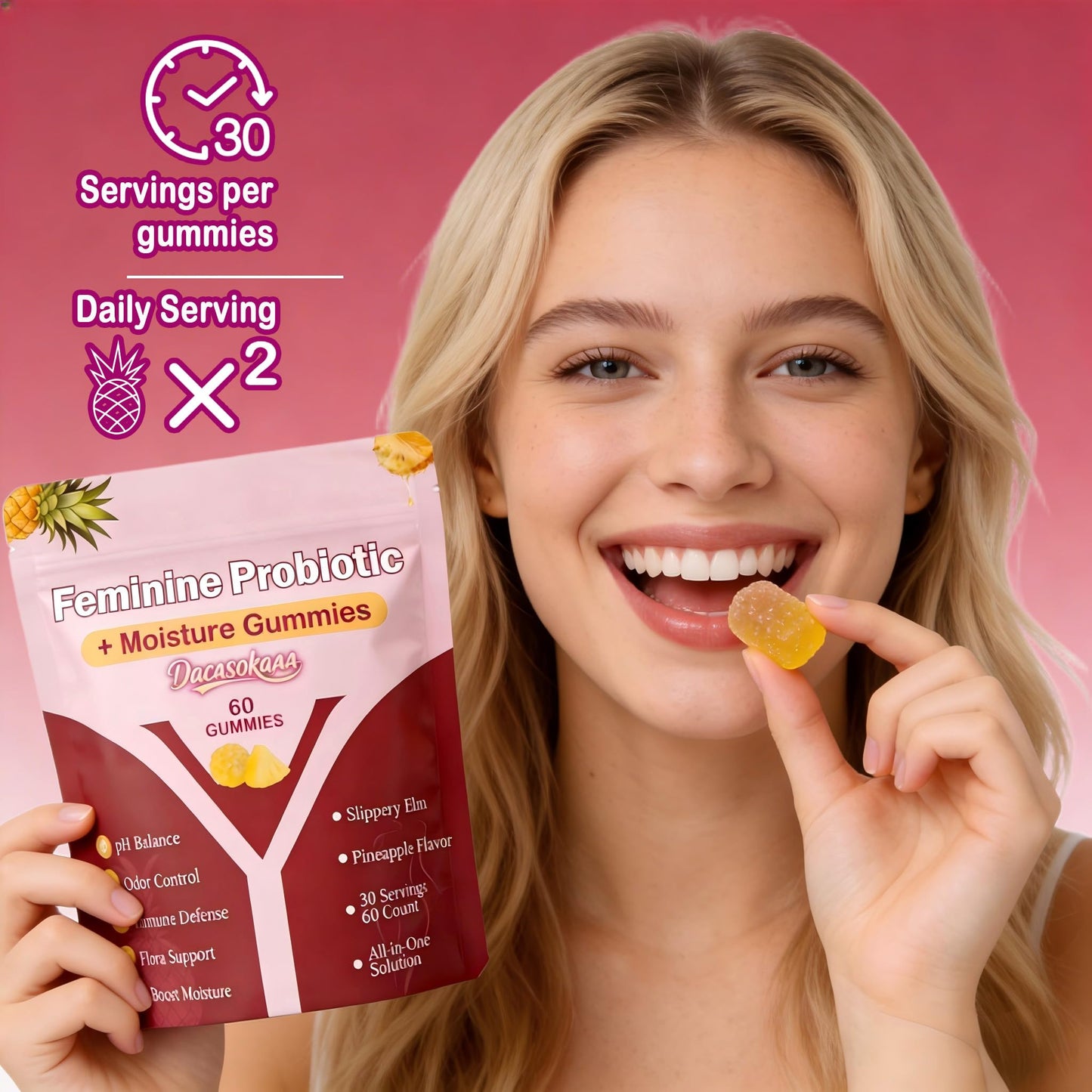 dakasokaaa Slippery Kitty Probiotic Gummies for Women, 60-count