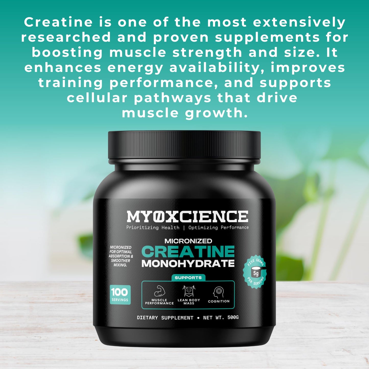 MYOXCIENCE Micronized Creatine Powder 17.6 oz