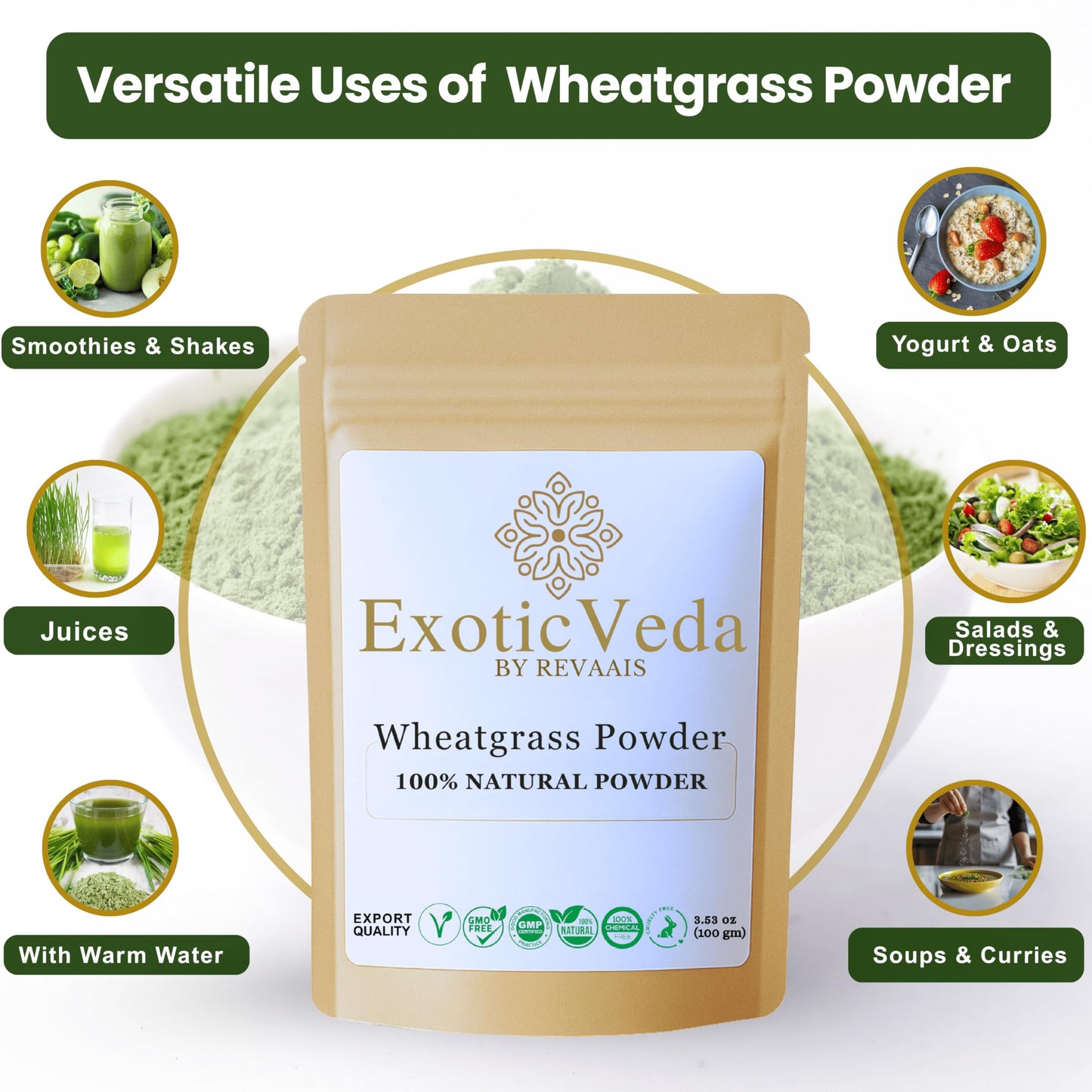 Exotic Veda Wheatgrass Powder 3.53 Ounce