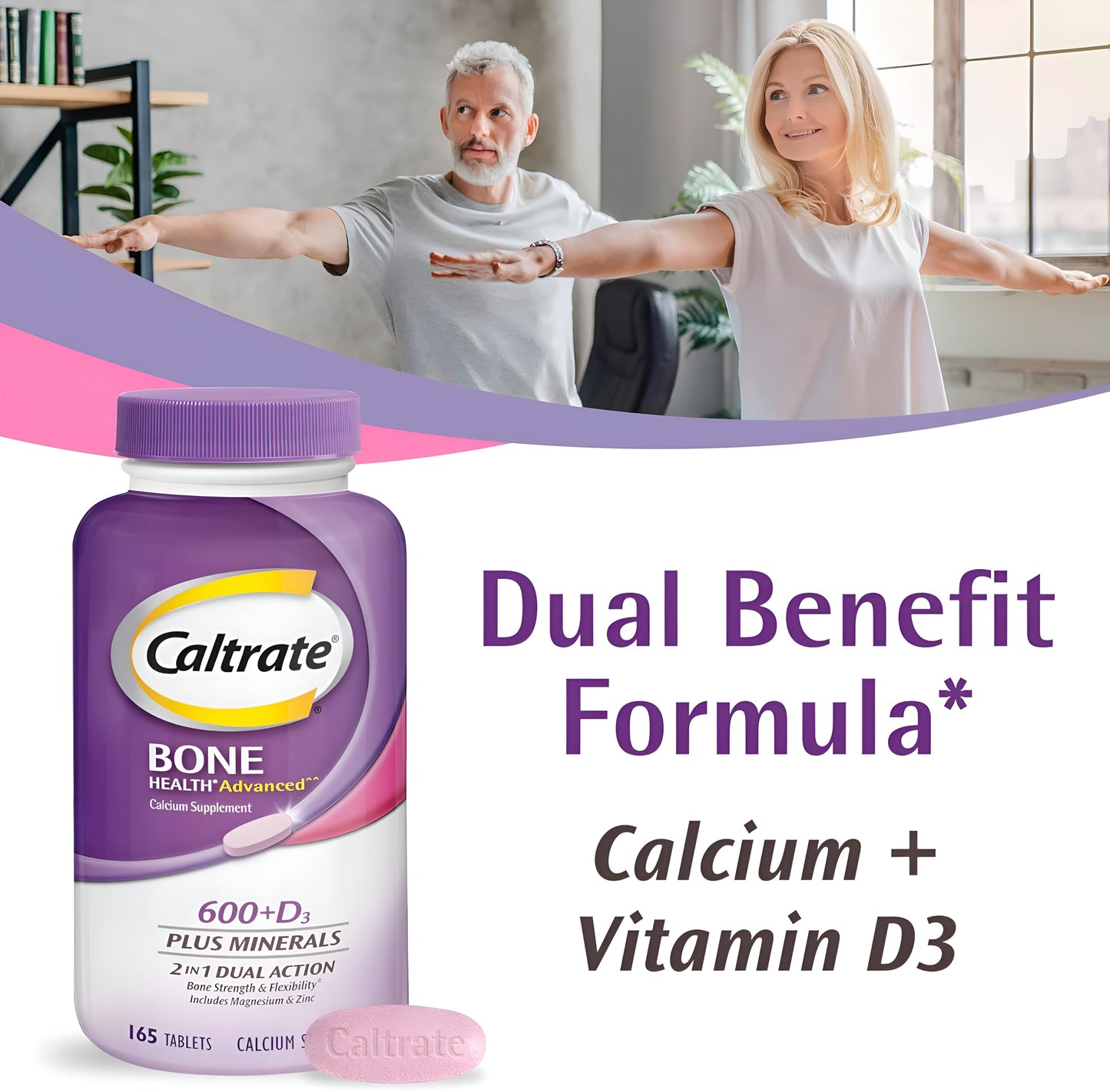 Caltrate 600+D3 Plus Minerals Calcium and Vitamin D Supplement Tablets 60