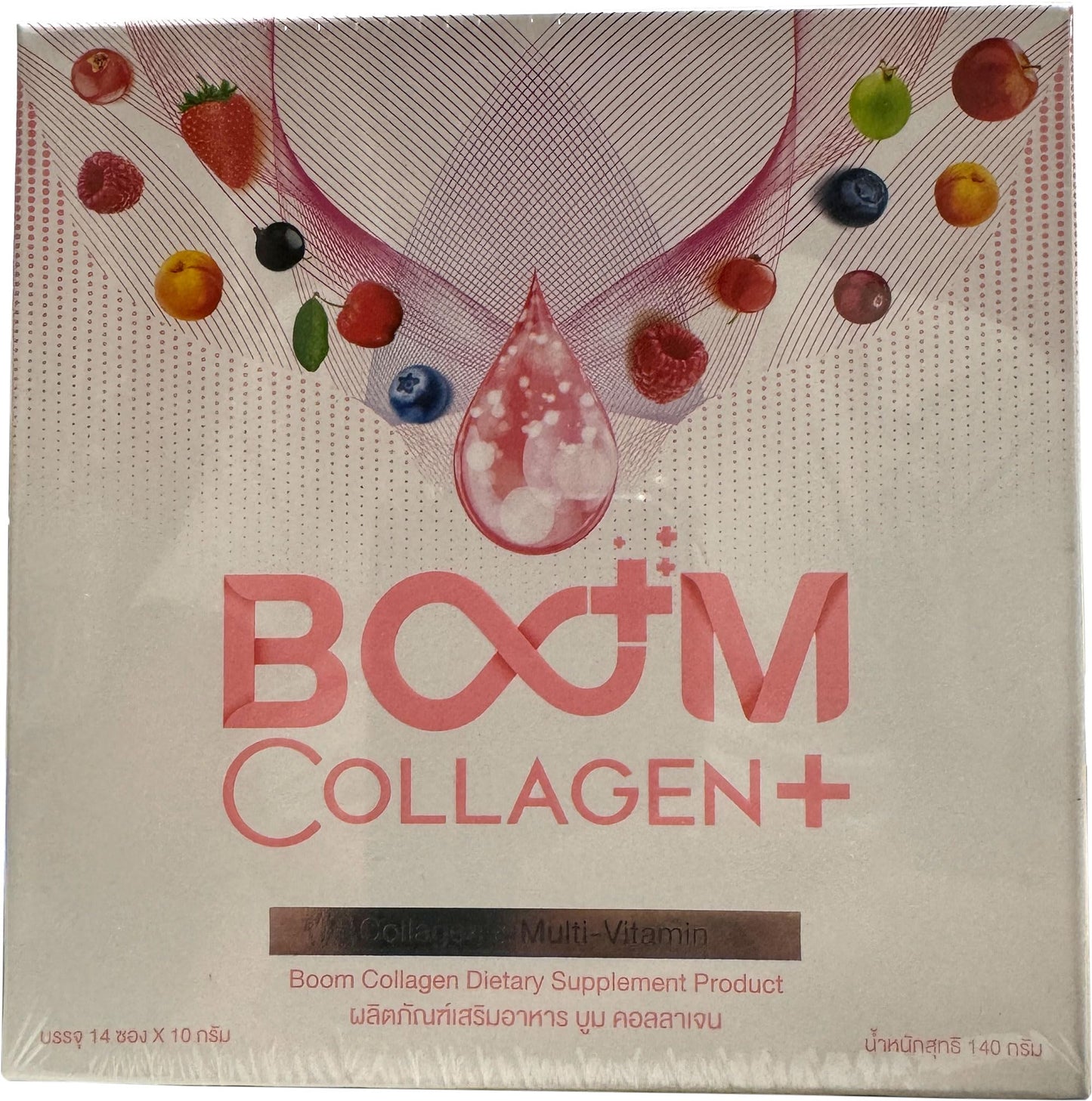 Teelek Boom Collagen Tri-Di Peptide Anti-Aging Bright Beautiful Powder, 14 Sachets/Box
