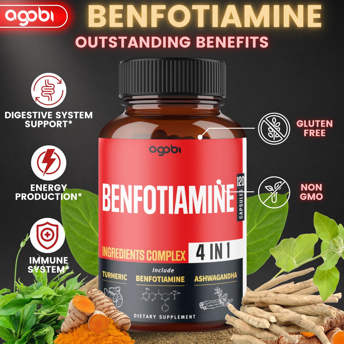 Agobi 4in1 Benfotiamine Supplement Capsule 120 Capsules