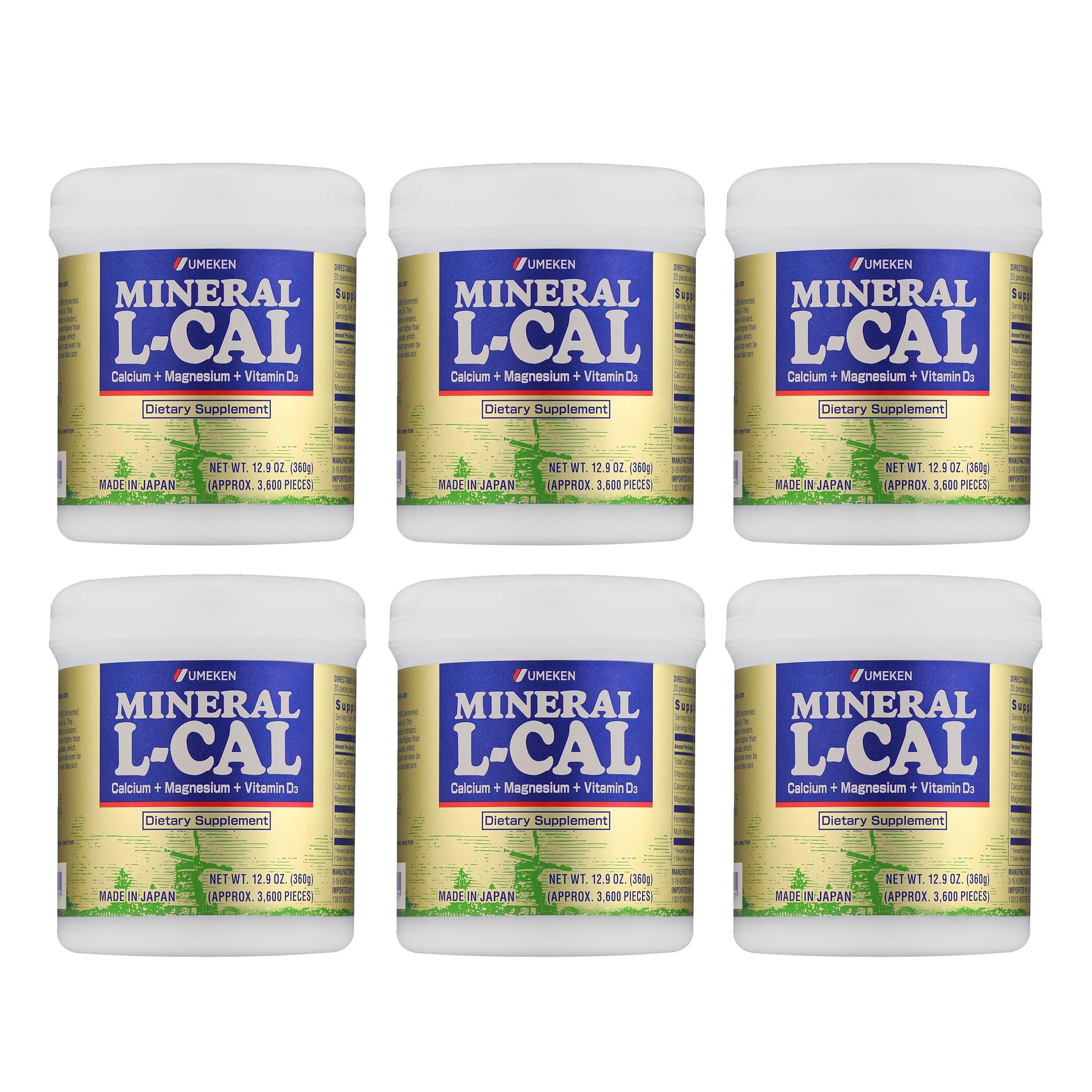 Umeken Mineral L-Cal Calcium with Vitamin D3 Tablets, 360 Tablets