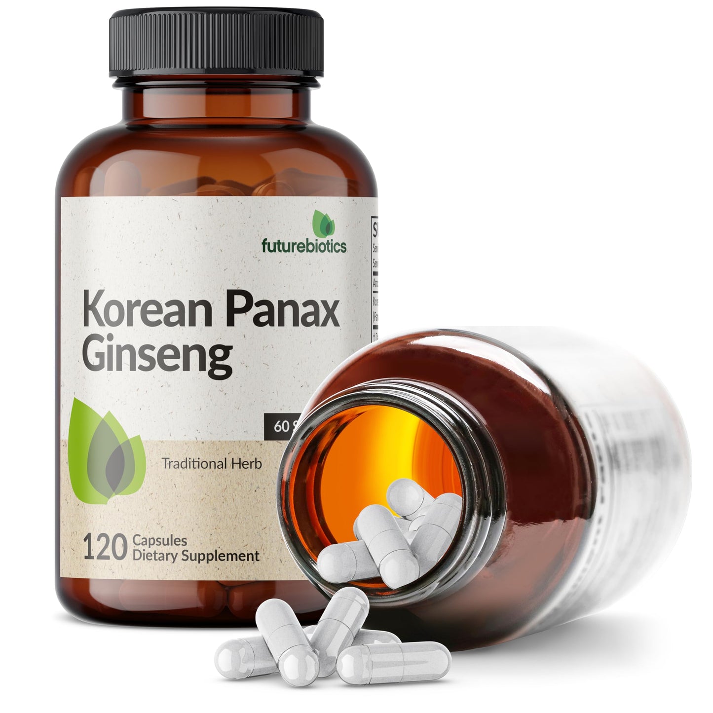 Futurebiotics Korean Panax Ginseng Energy, Memory & Brain Health Support Non-GMO Capsule, 120 Count