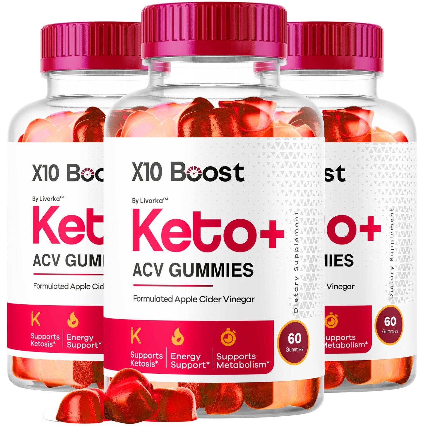 LIVORKA X10 Boost Keto ACV Gummies, 180 Gummies