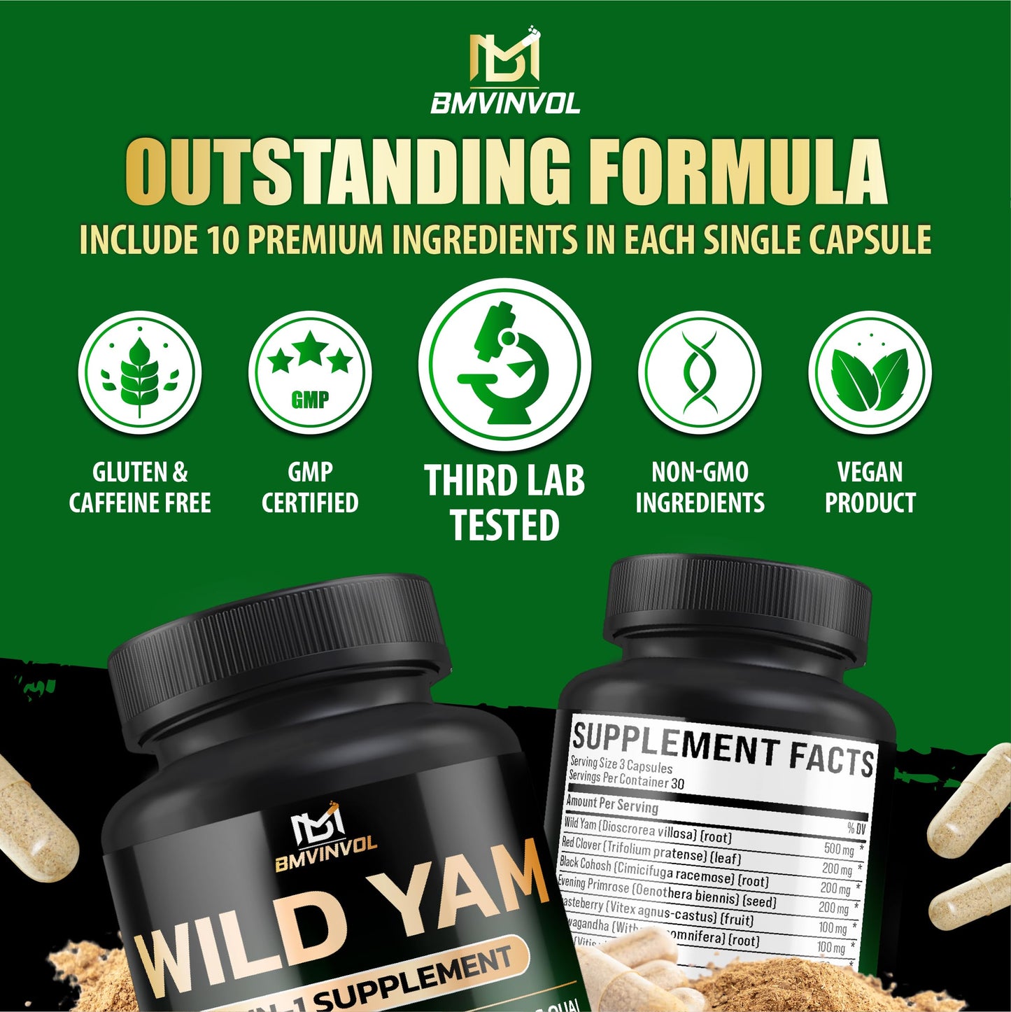 BMVINVOL Wild Yam Supplement Capsule, 90 Capsules