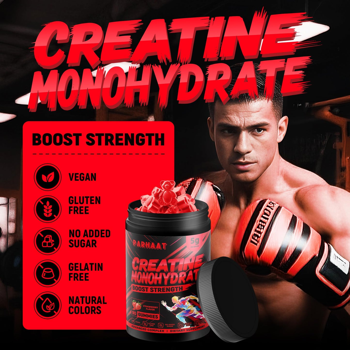 Parhaat Creatine Monohydrate Gummies 90 Count
