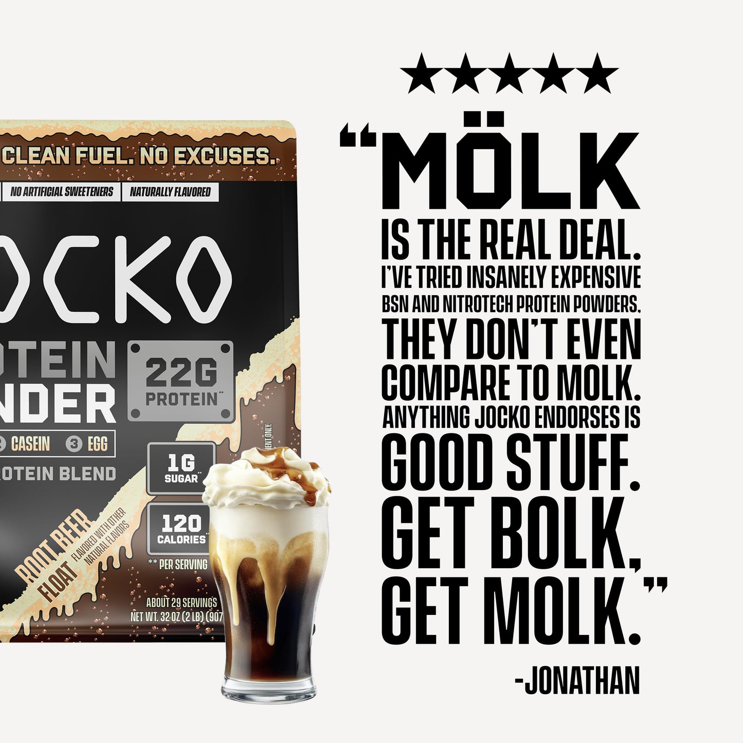 Jocko Fuel Whey Protein Powder Root Beer Float 32 Servings
